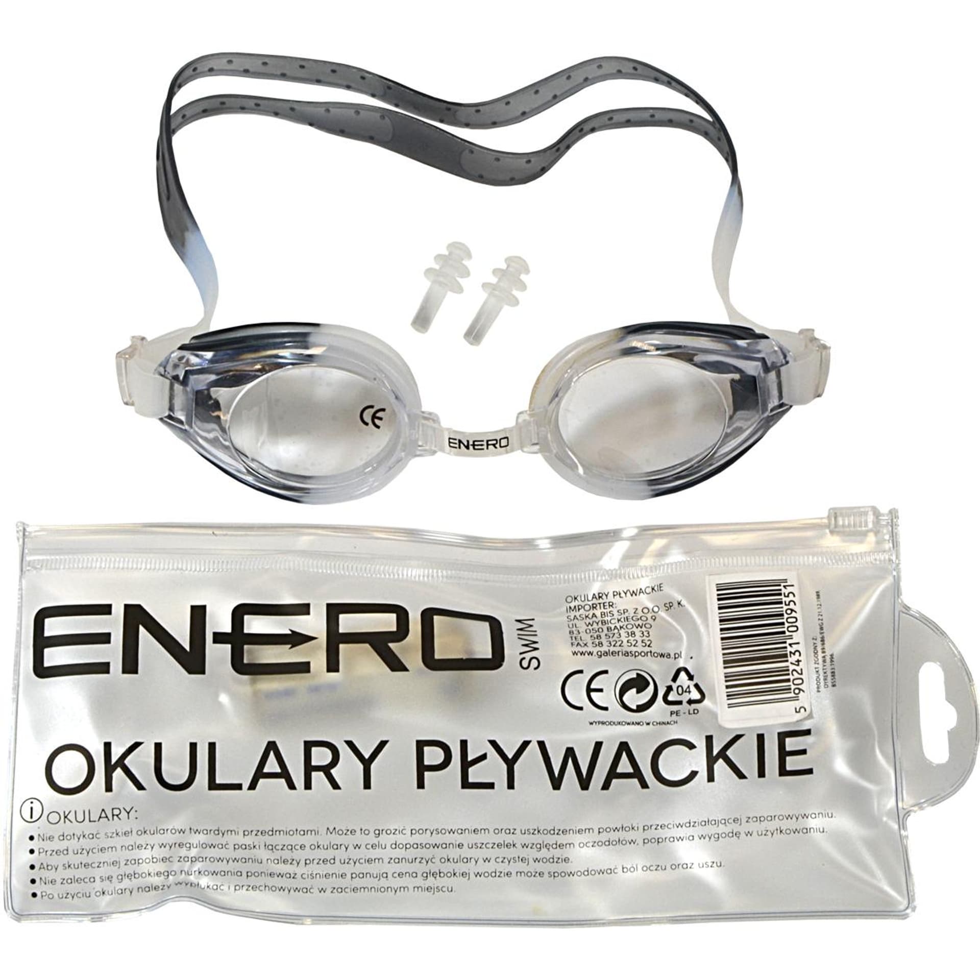 

OKULARKI PŁYWACKIE Z ZATYCZKAMI ENERO CZARNE