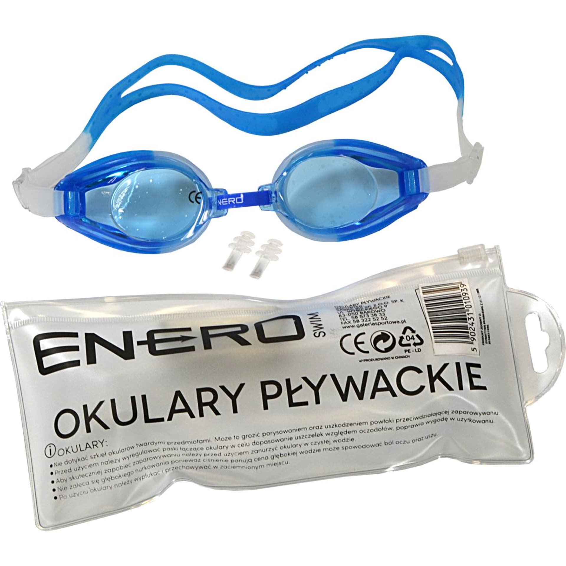

OKULARKI PŁYWACKIE + ZATYCZKI ENERO NIEBIESKIE