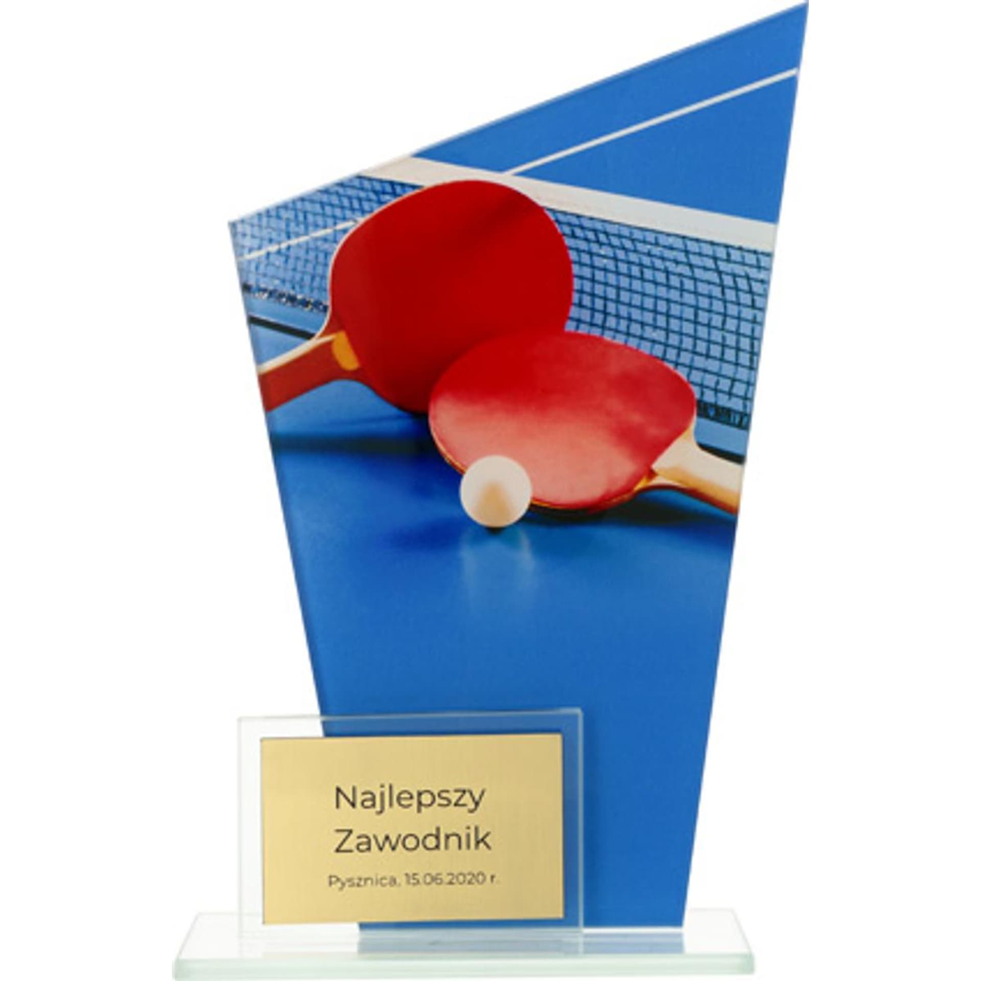 

Trofeum szklane, dwie tafle - TENIS STOŁOWY