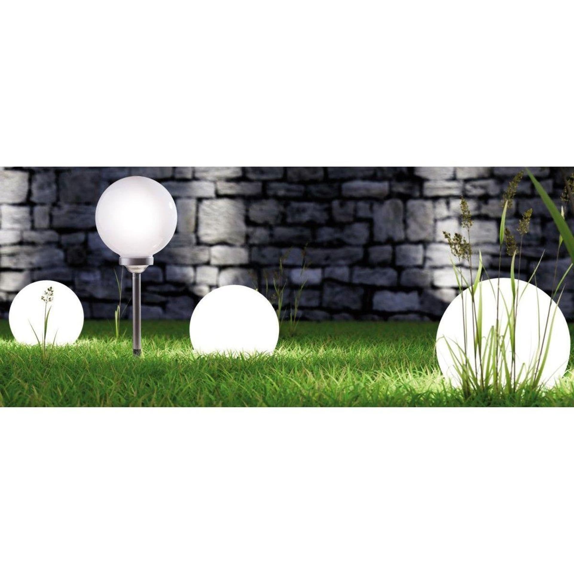 

ZESTAW 9 LAMP SOLARNYCH KULA MLECZNA 15x44CM