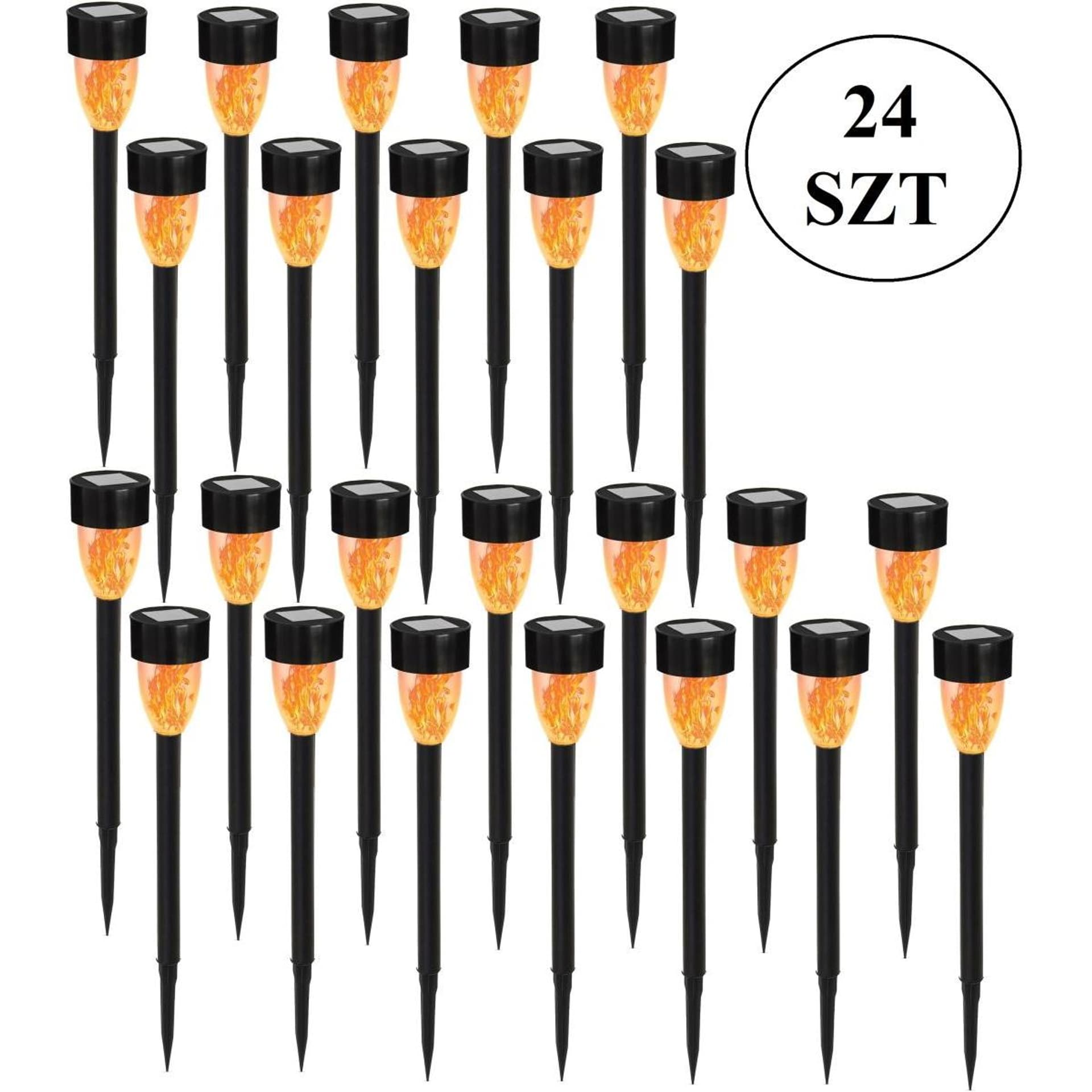 

ZESTAW LAMP SOLARNYCH Z EFEKTEM PŁOMIENIA 3XLED 36,5CM - 24szt