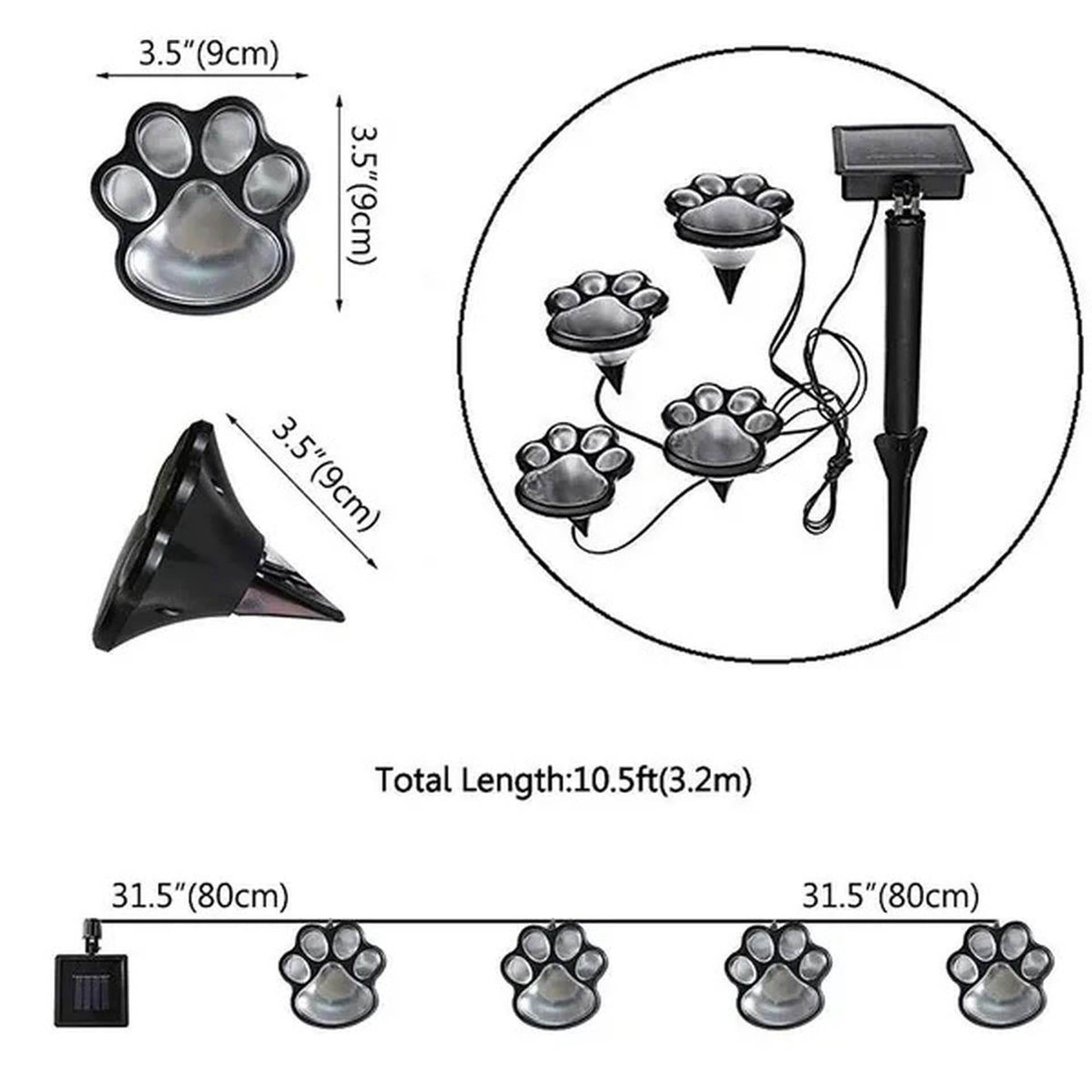 

LAMPA SOLARNA ŁAŃCUCH SOLARNY 3M 4 ŁAPKI