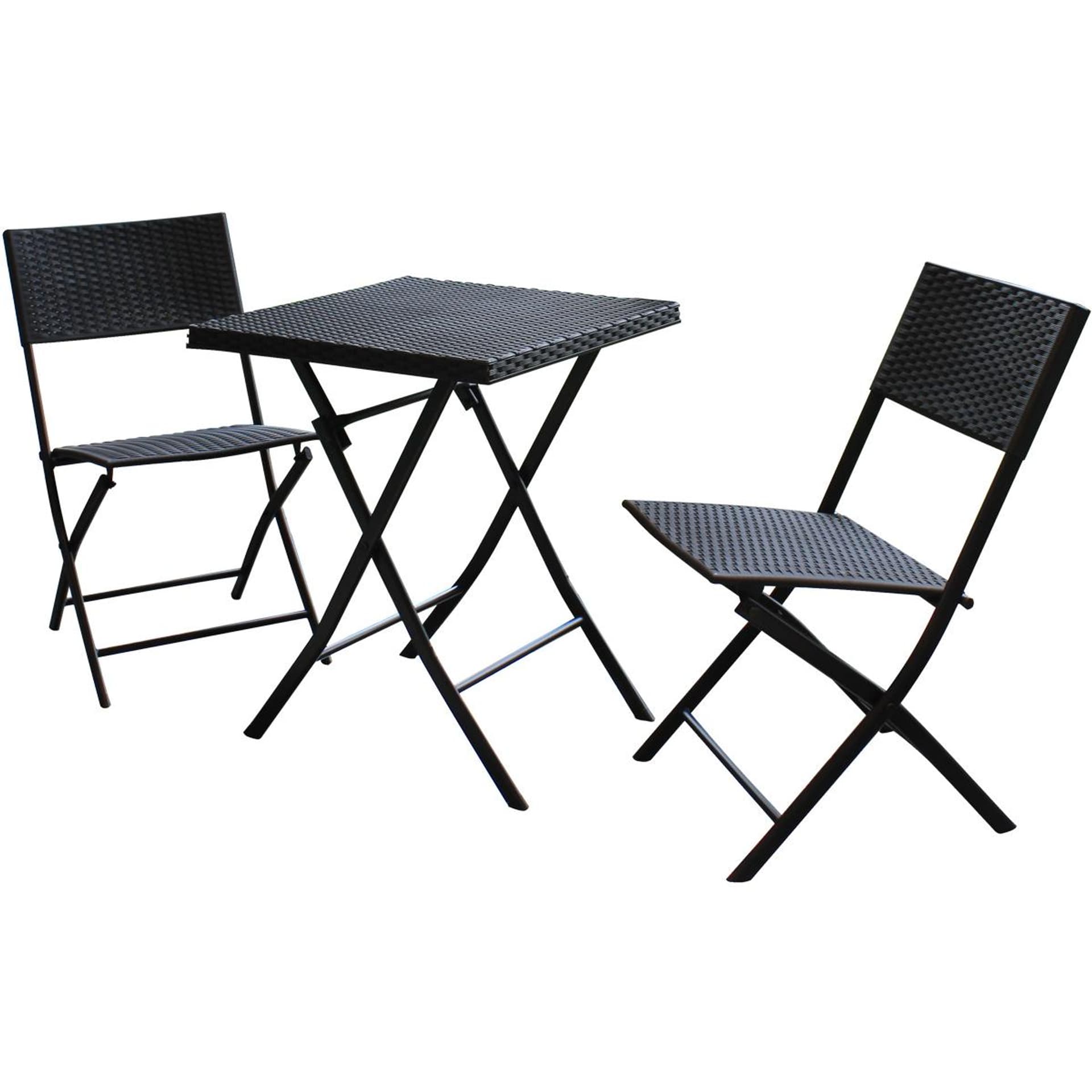 

ZESTAW MEBLI BALKONOWYCH STÓŁ 58X58X70CM I 2 KRZESŁA CZARNY