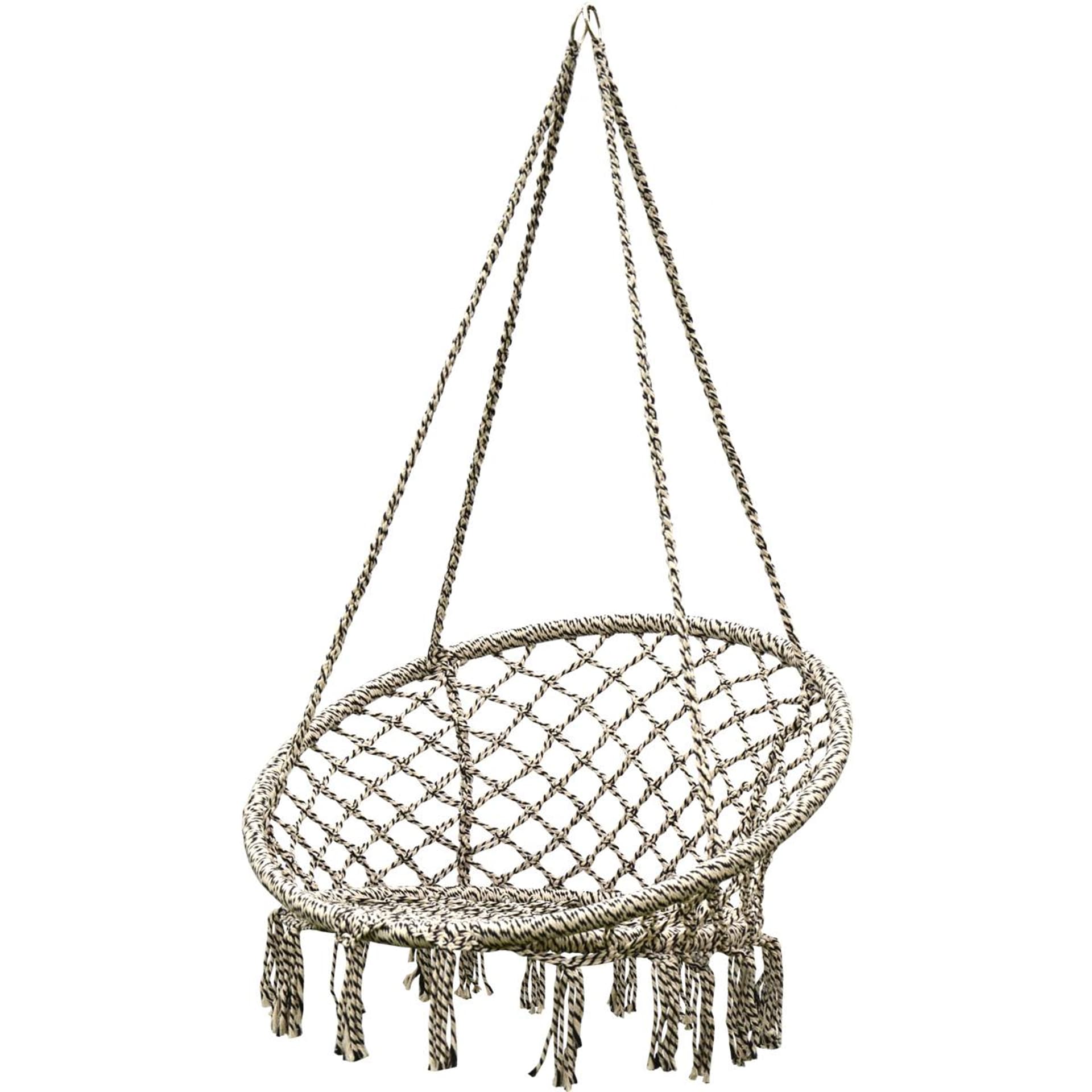 

HUŚTAWKA HAMAK AŻUROWY FOTEL WISZĄCY 80x60CM Z PODUSZKĄ CZARNO-BIAŁY