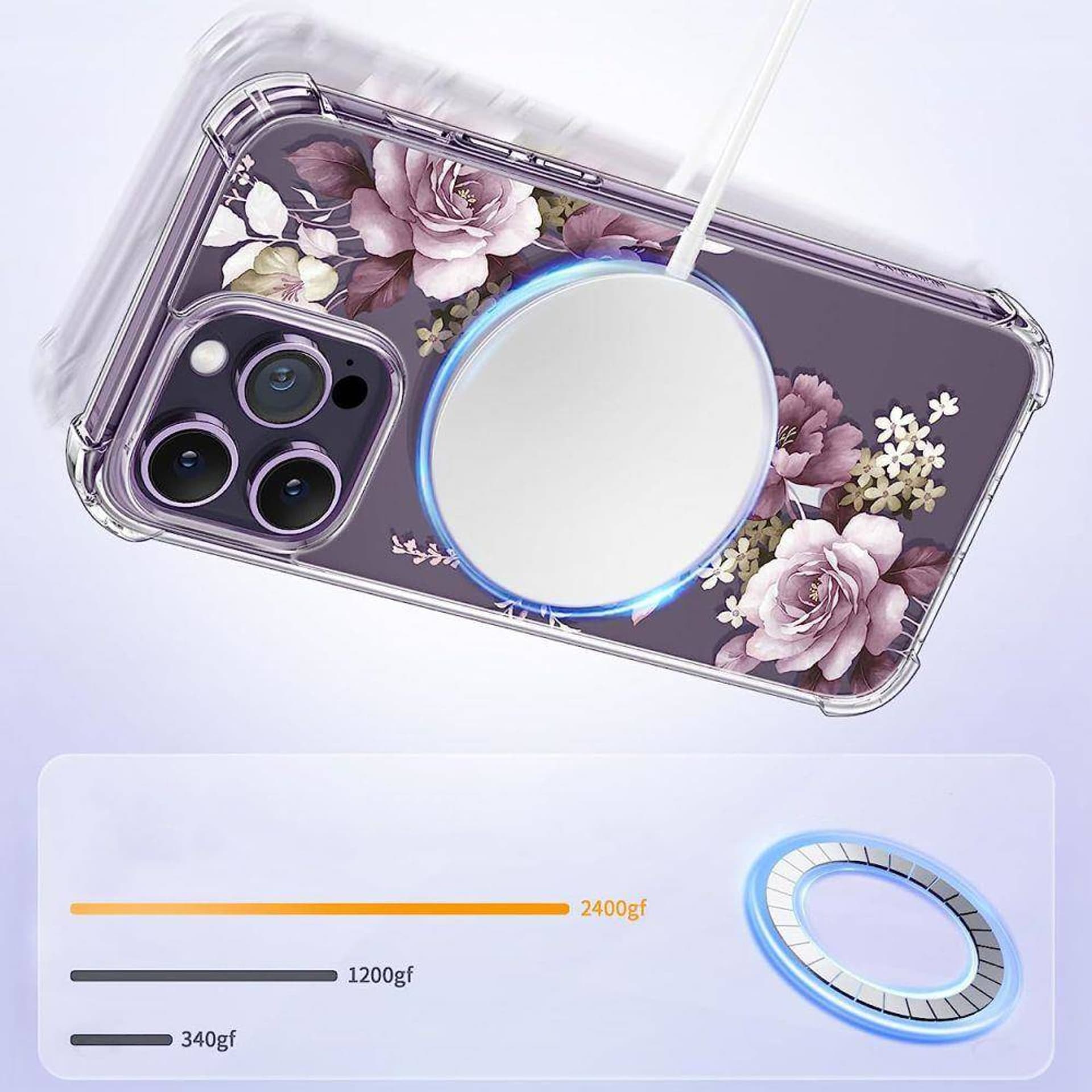 

Etui IPHONE 13 PRO MAX Tech-Protect MagMood MagSafe Rose Floral transparentne