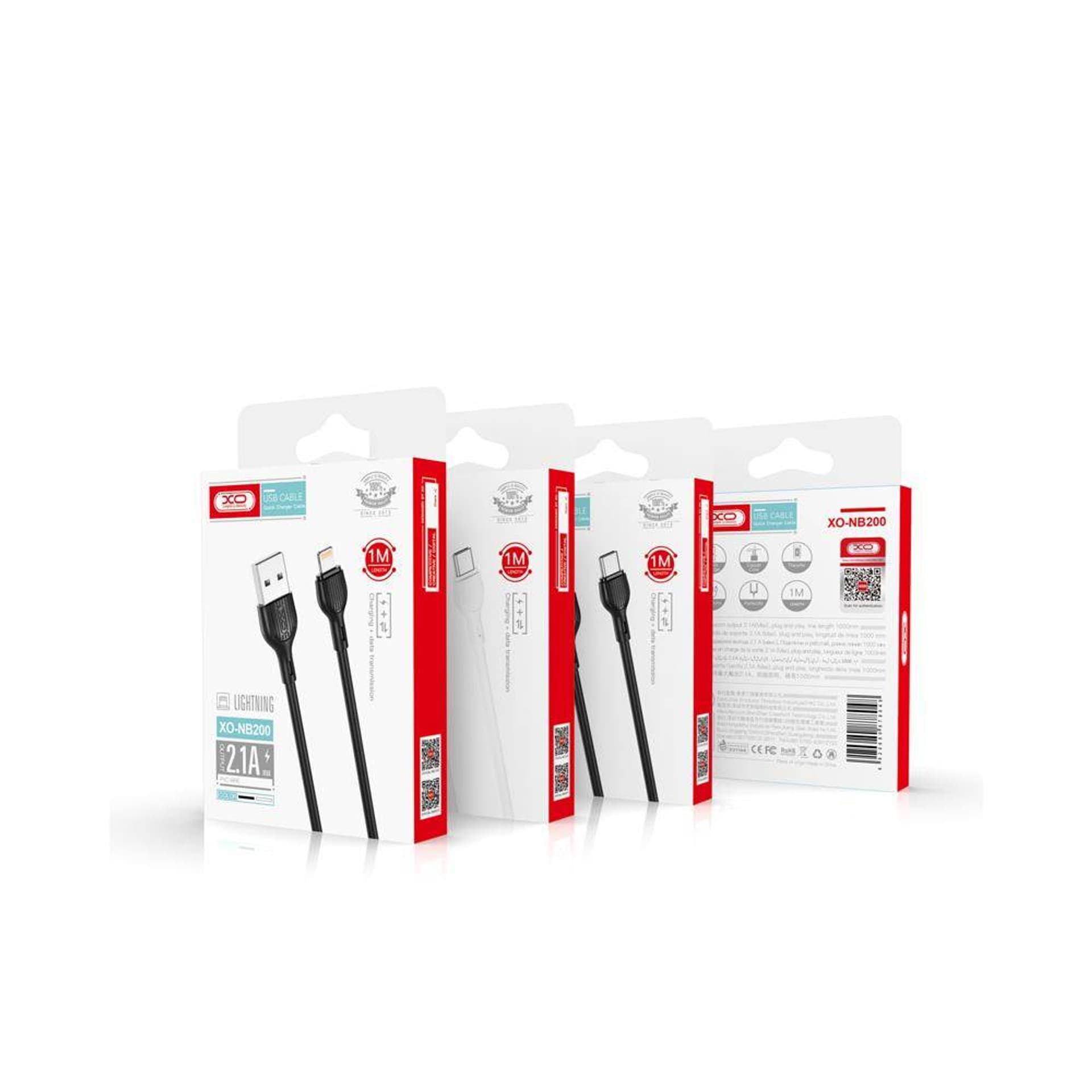 

Kabel 2.1A 1m USB - USB-C XO NB200 biały