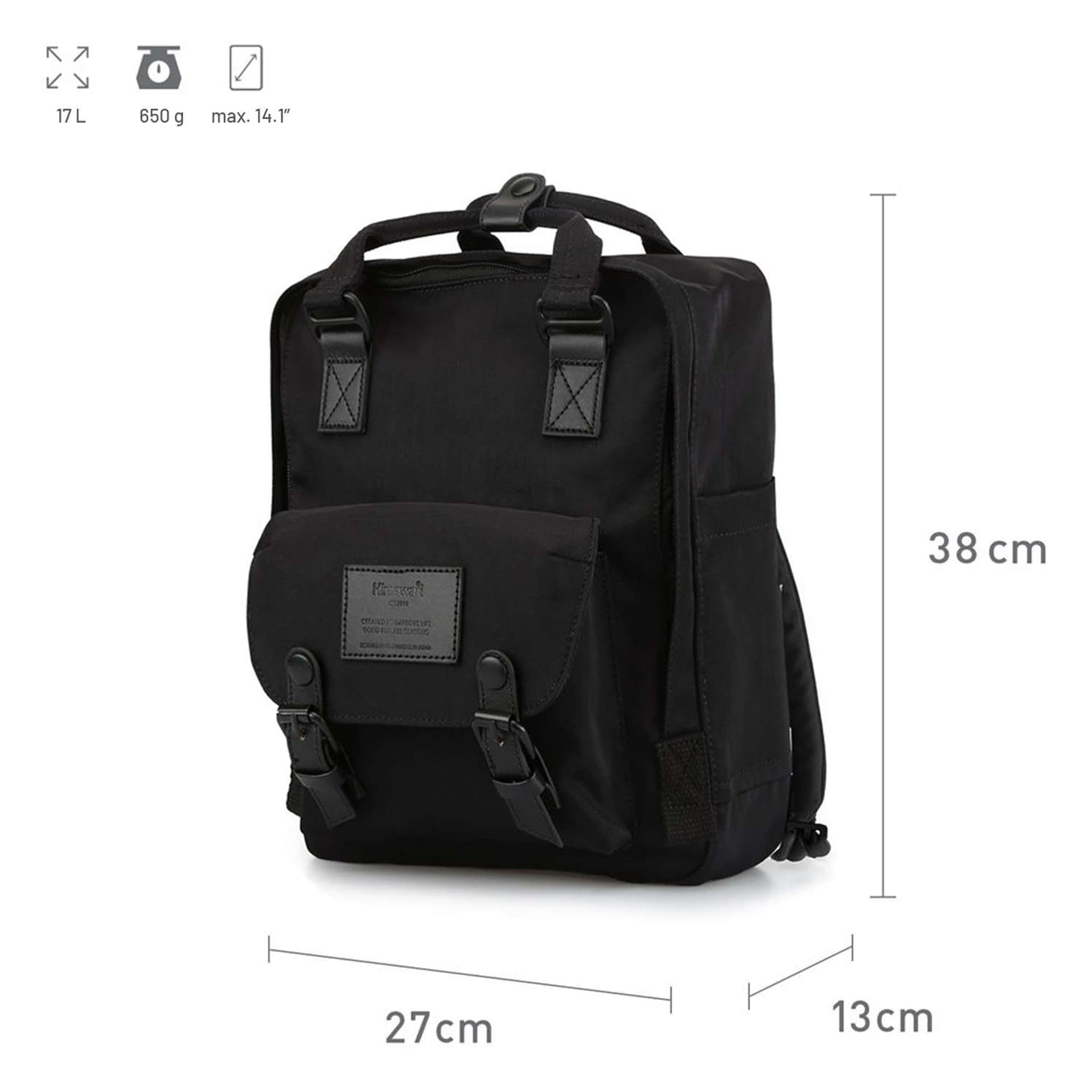 

Plecak Himawari torba na laptopa 14.1 pojemny wodoodporny Uniwersalny 17l Travel Backpack Vintage Czarny