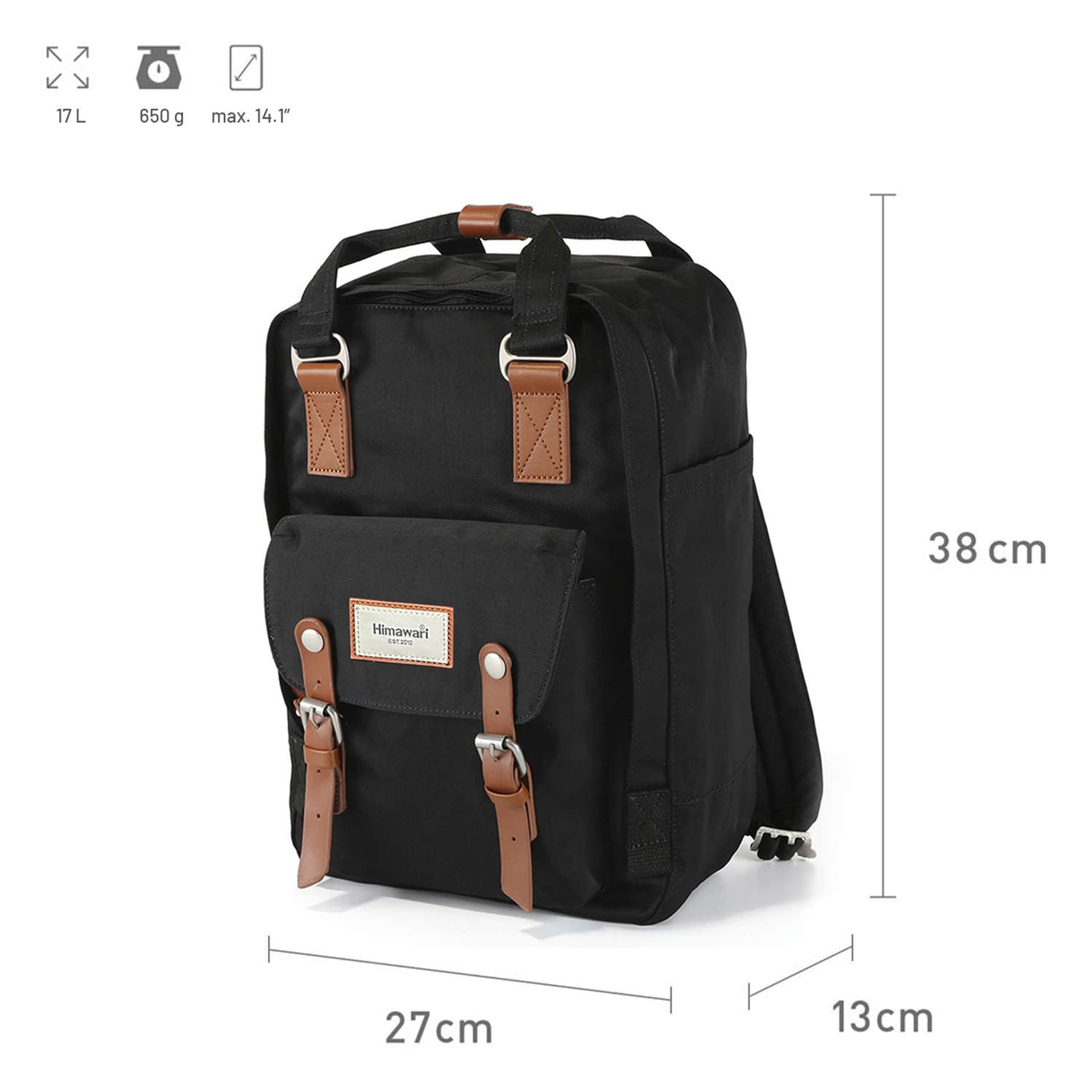 

Plecak Himawari torba na laptopa 14.1 pojemny wodoodporny Uniwersalny 17l Travel Backpack Vintage Czarno-brązowy