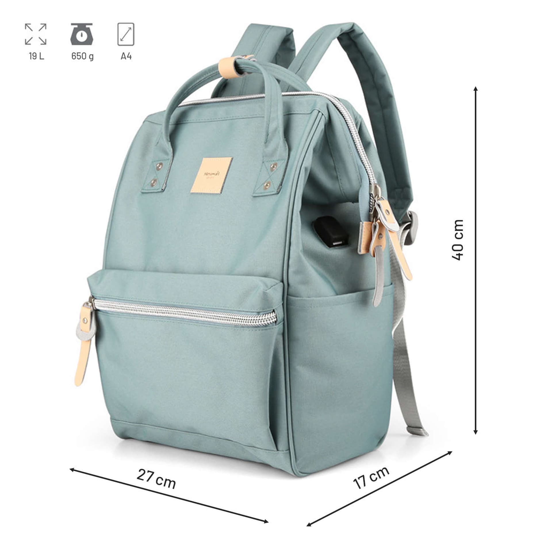 

Plecak Himawari torba na laptopa 13.3 + USB pojemny wodoodporny A4 Uniwersalny 19L Travel Backpack Vintage Zielony