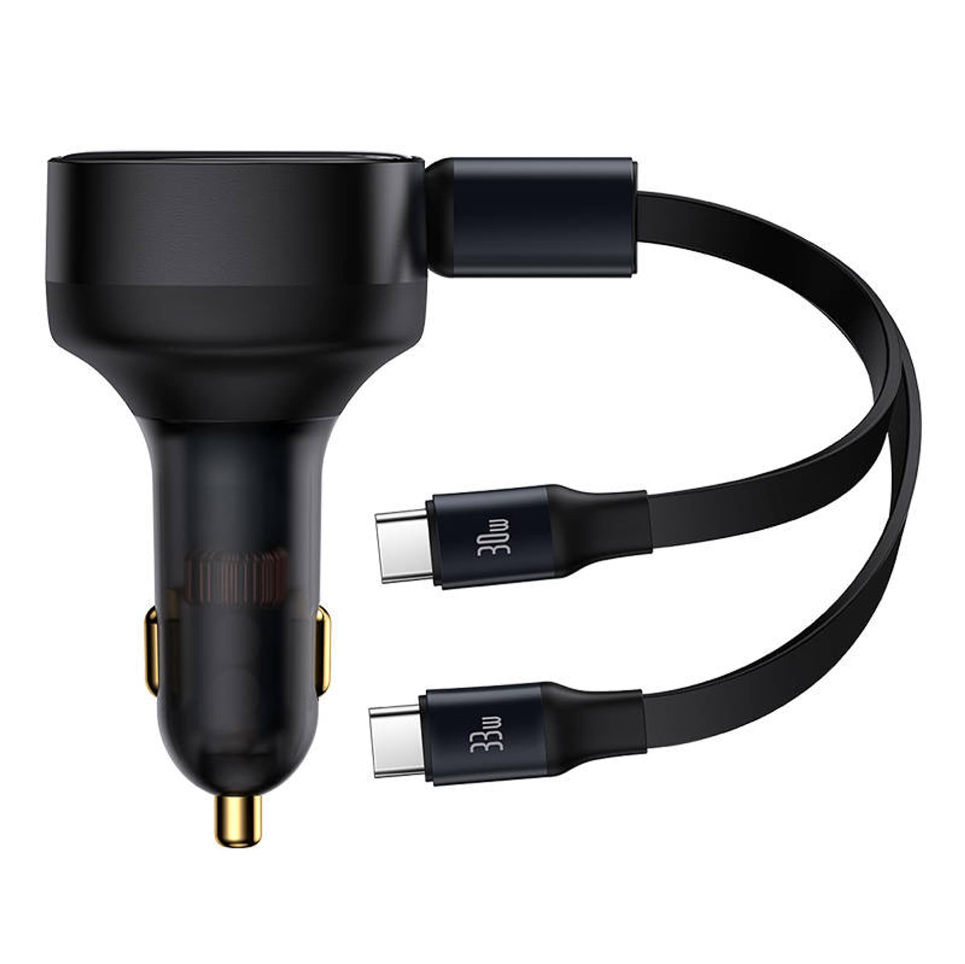 

Ładowarka samochodowa Baseus Enjoyment z kablami USB-C, 33W (czarna)