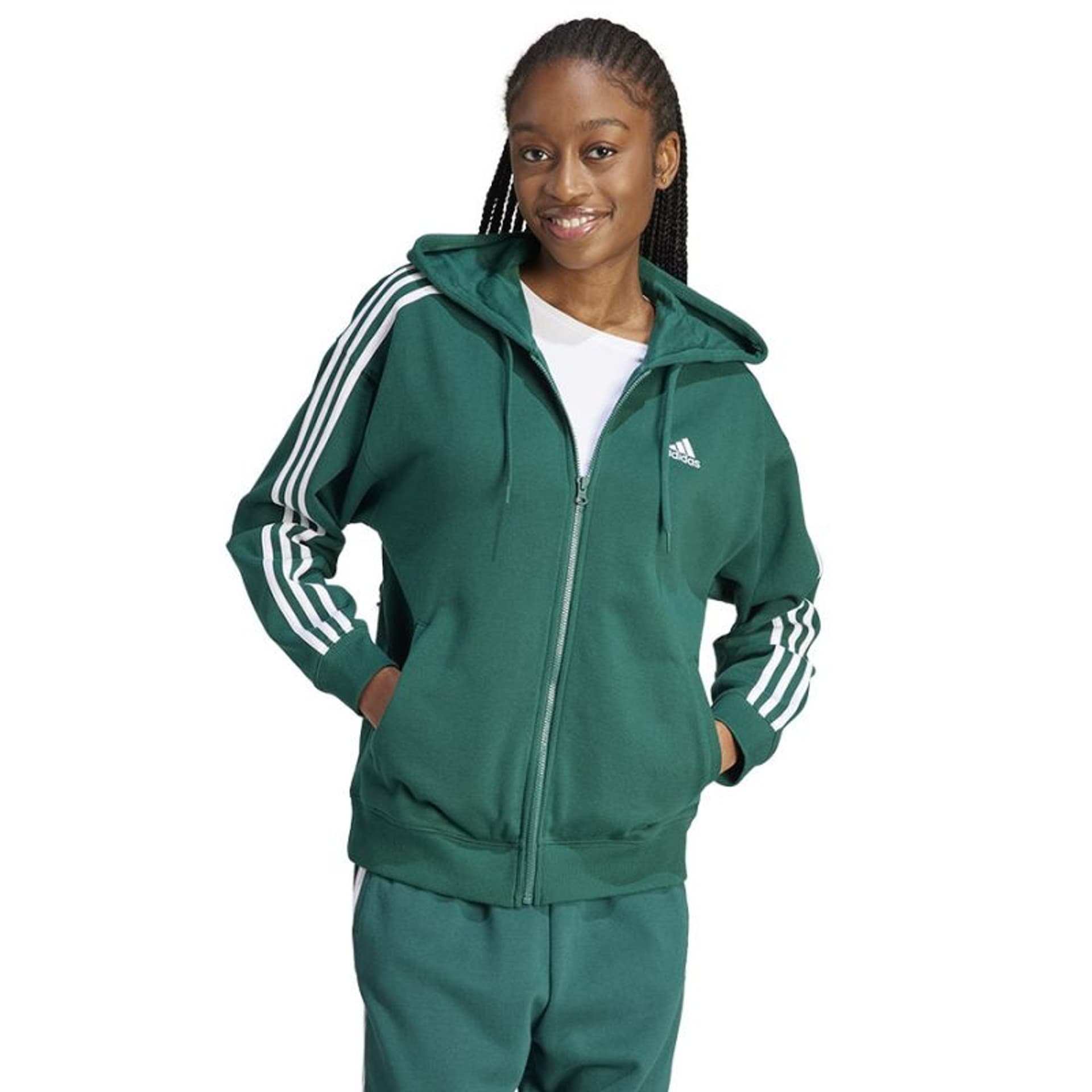 

Bluza adidas 3 Stripes FT FZ Hoodie W (kolor Zielony, rozmiar M)