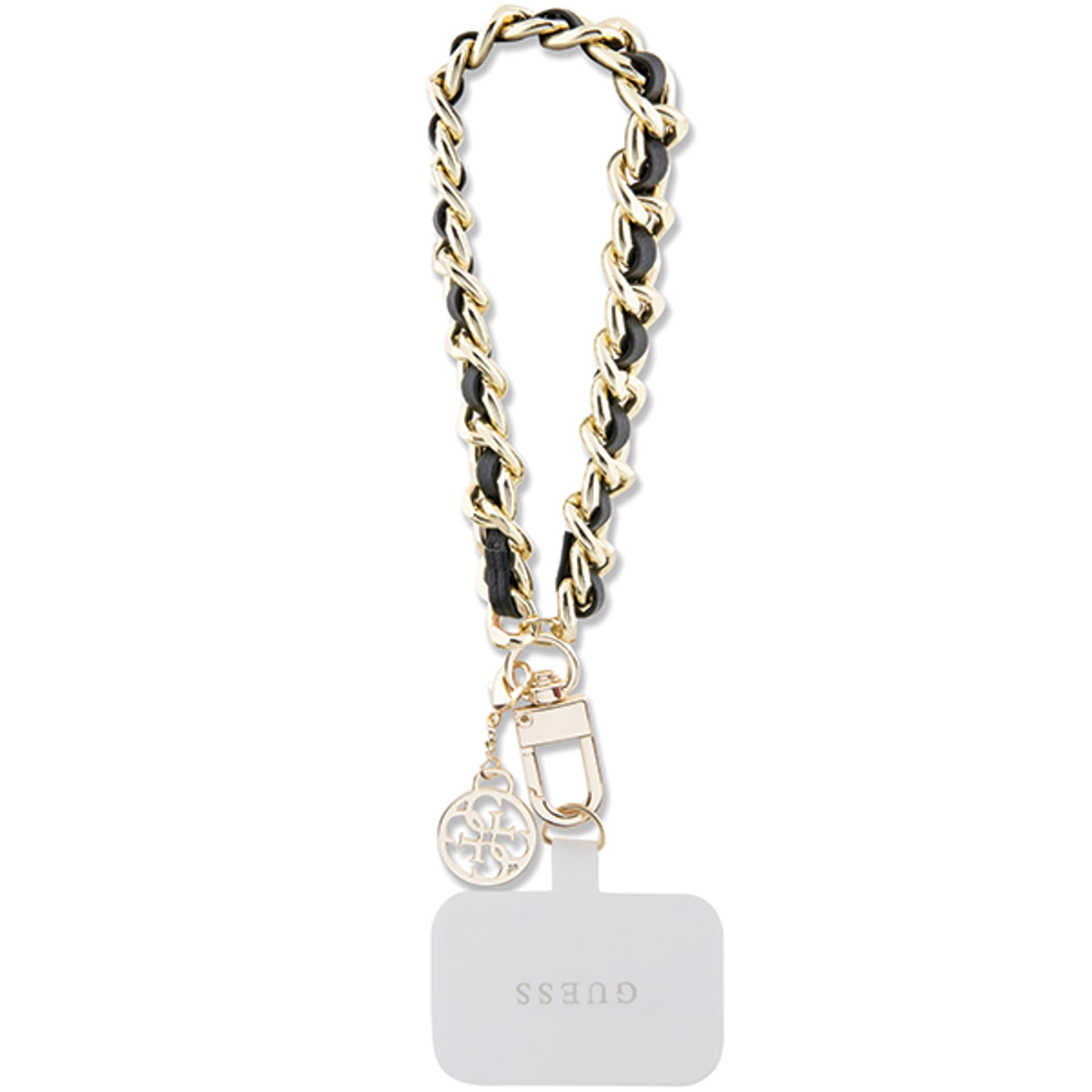 

Guess GUOUCHSAMC4K Universal Hand Strap czarny/black Saffiano Chain 4G Charm