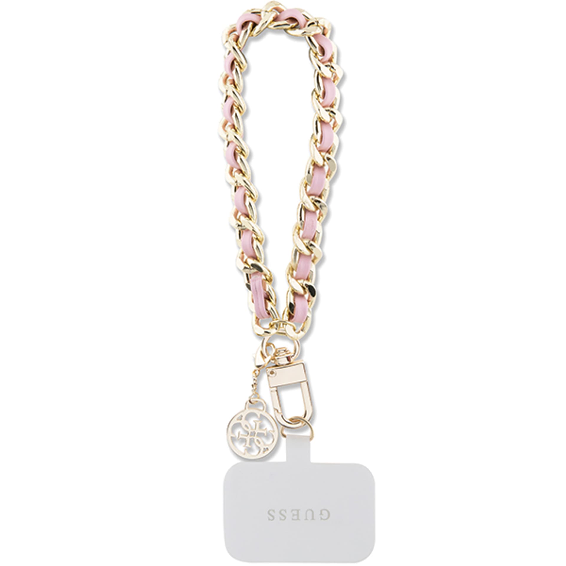 

Guess GUOUCHSAMC4P Universal Hand Strap różowy/pink Saffiano Chain 4G Charm