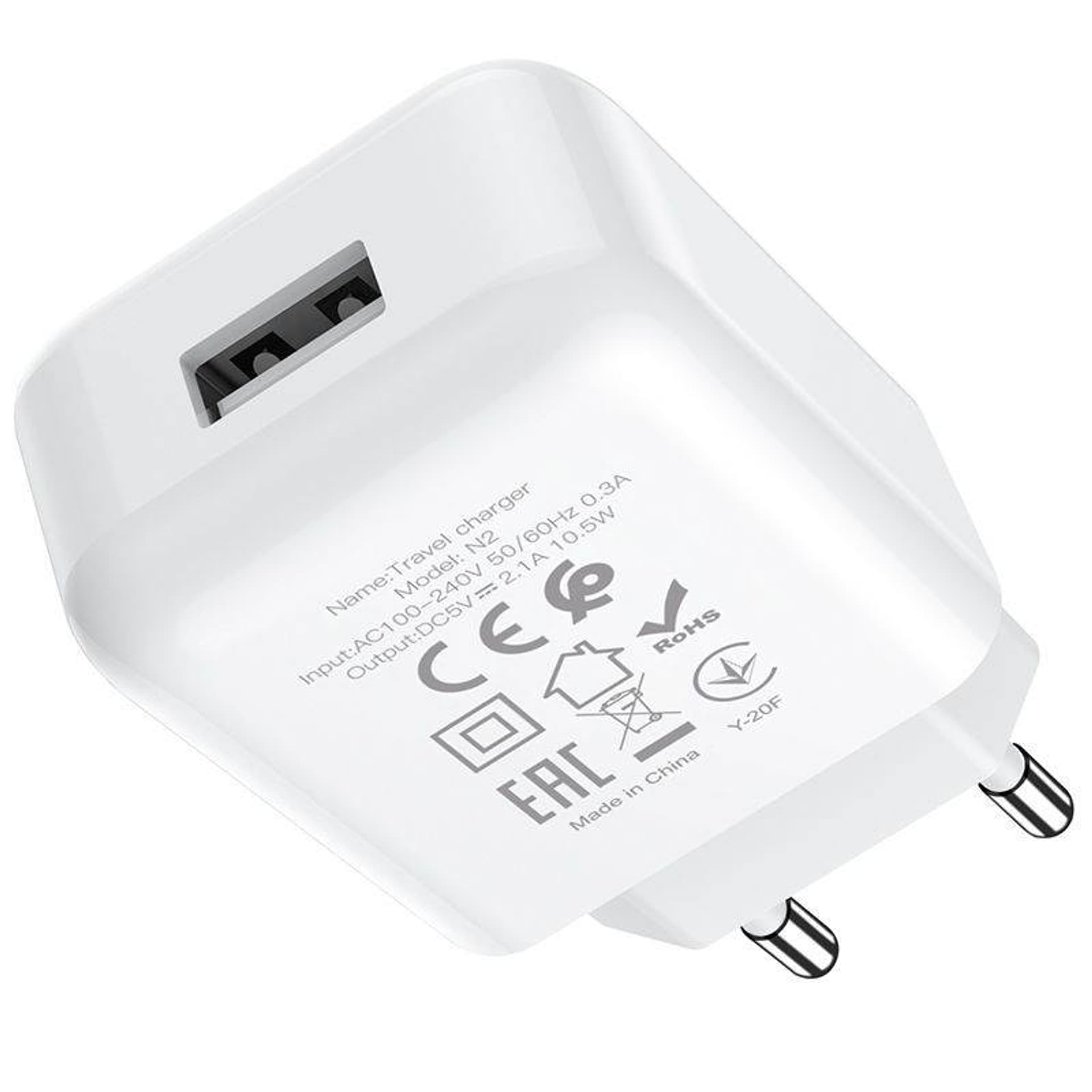 

Ładowarka Sieciowa USB 2.1A + Kabel USB - Lightning Hoco N2 białe