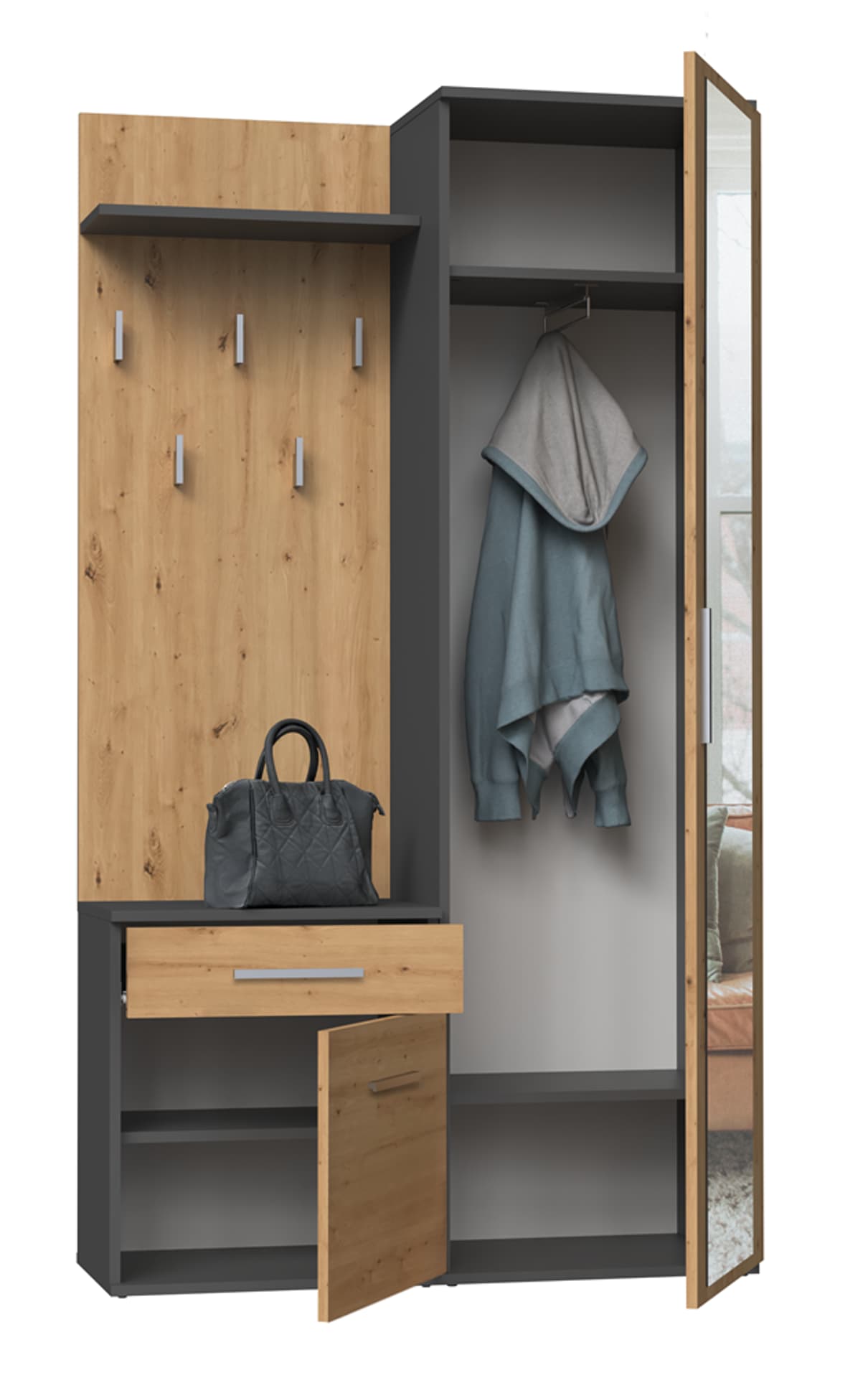 

GARDEROBA DUO - ANTRACYT/ARTISAN