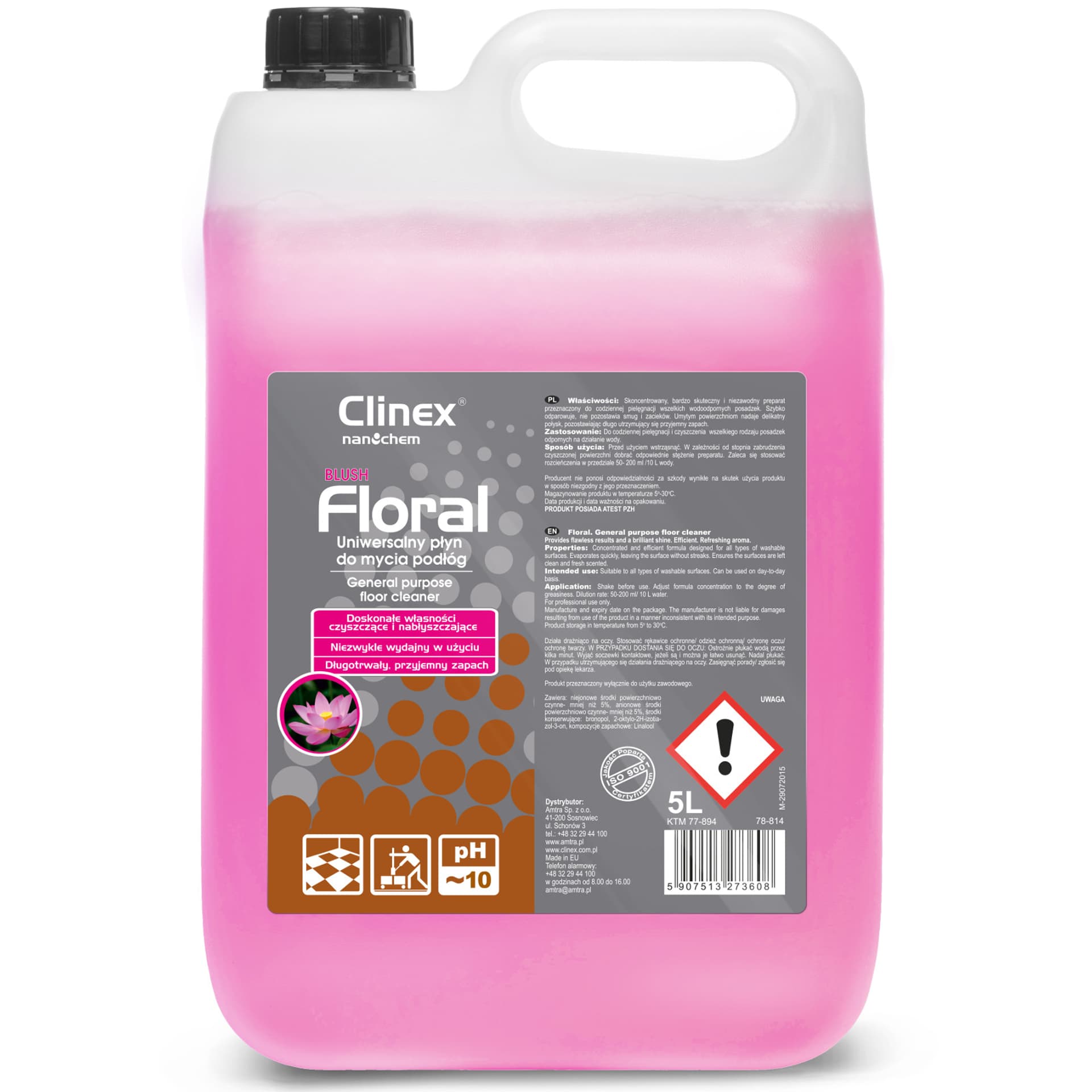 

Płyn do mycia podłóg bez smug połysk zapach CLINEX Floral - Blush 5L