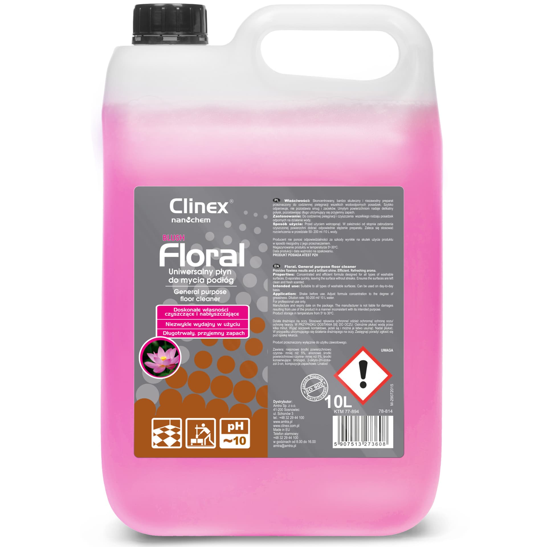 

Płyn do mycia podłóg bez smug połysk zapach CLINEX Floral - Blush 10L