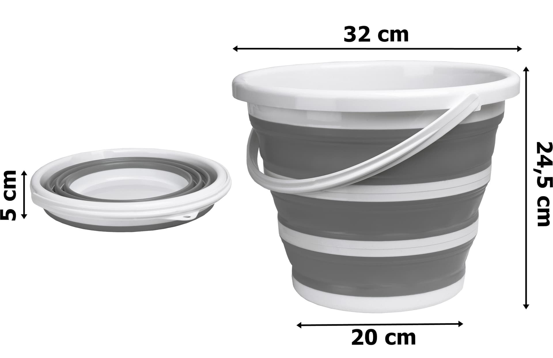 

Wiaderko składane 32cm biało-szare Asmar 10 litrów compact