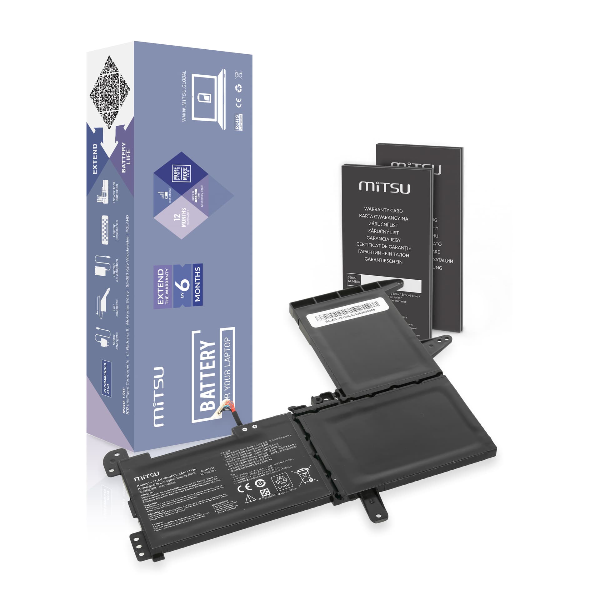 

Bateria Mitsu do Asus Vivobook 15 X510, S15 S510UA S510UQ