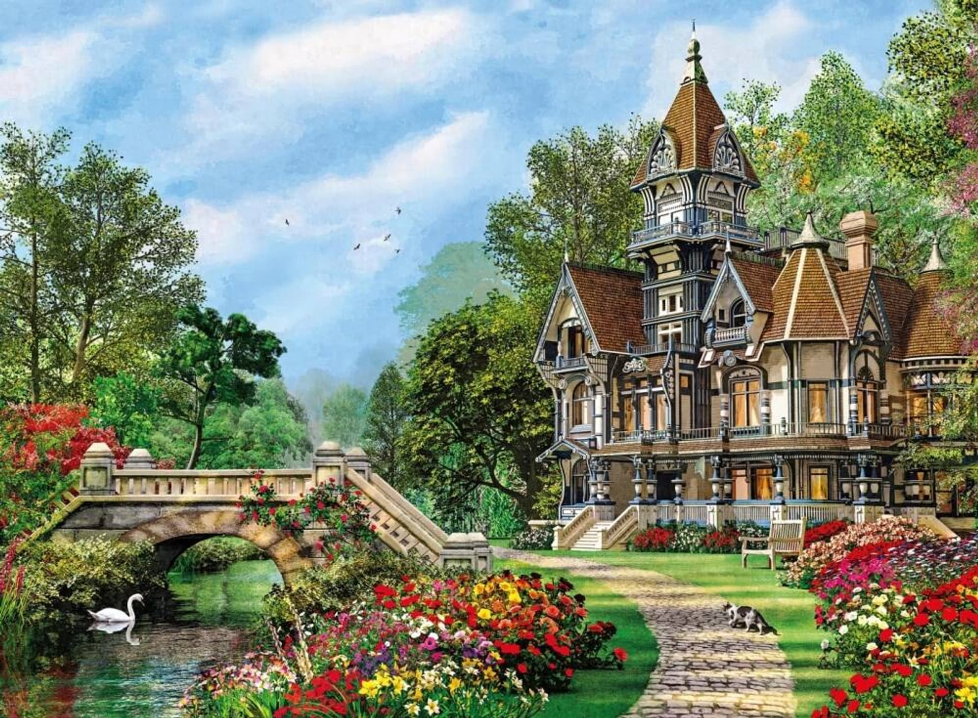 

Puzzle 500 elementów Waterway Cottag CLEMENTONI 35048
