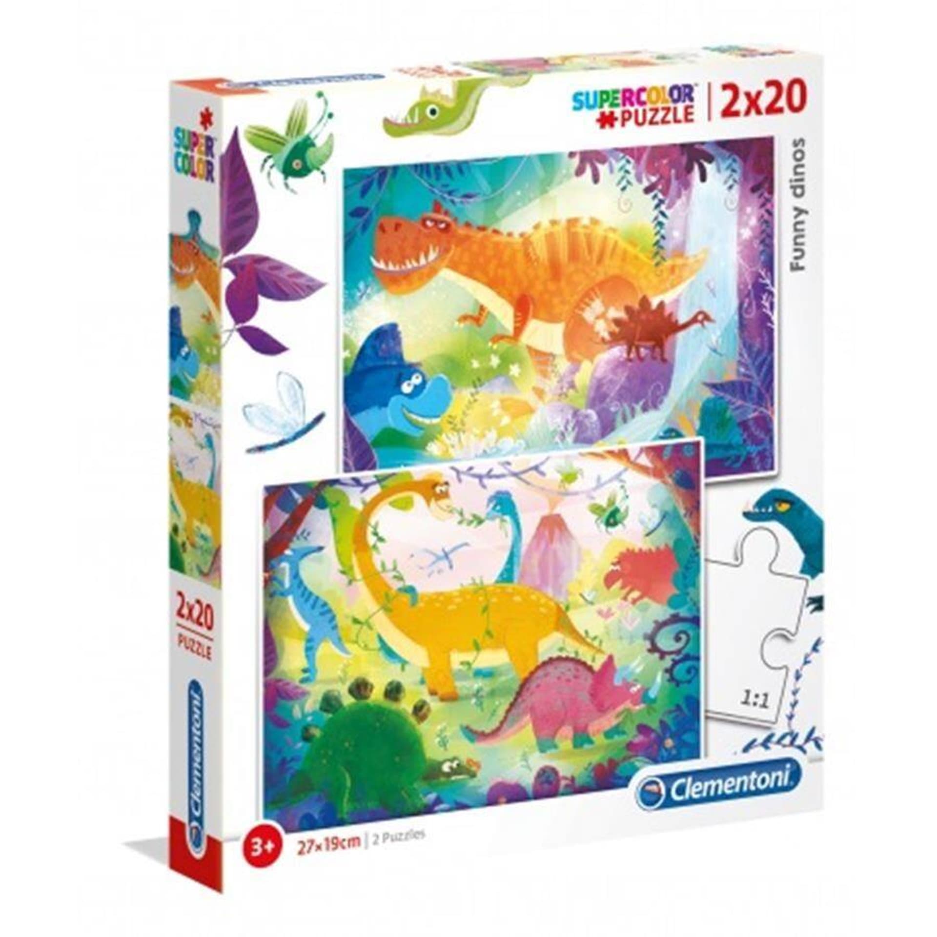 

Puzzle 2x20 elementów Funny Dinos CLEMENTONI 24755
