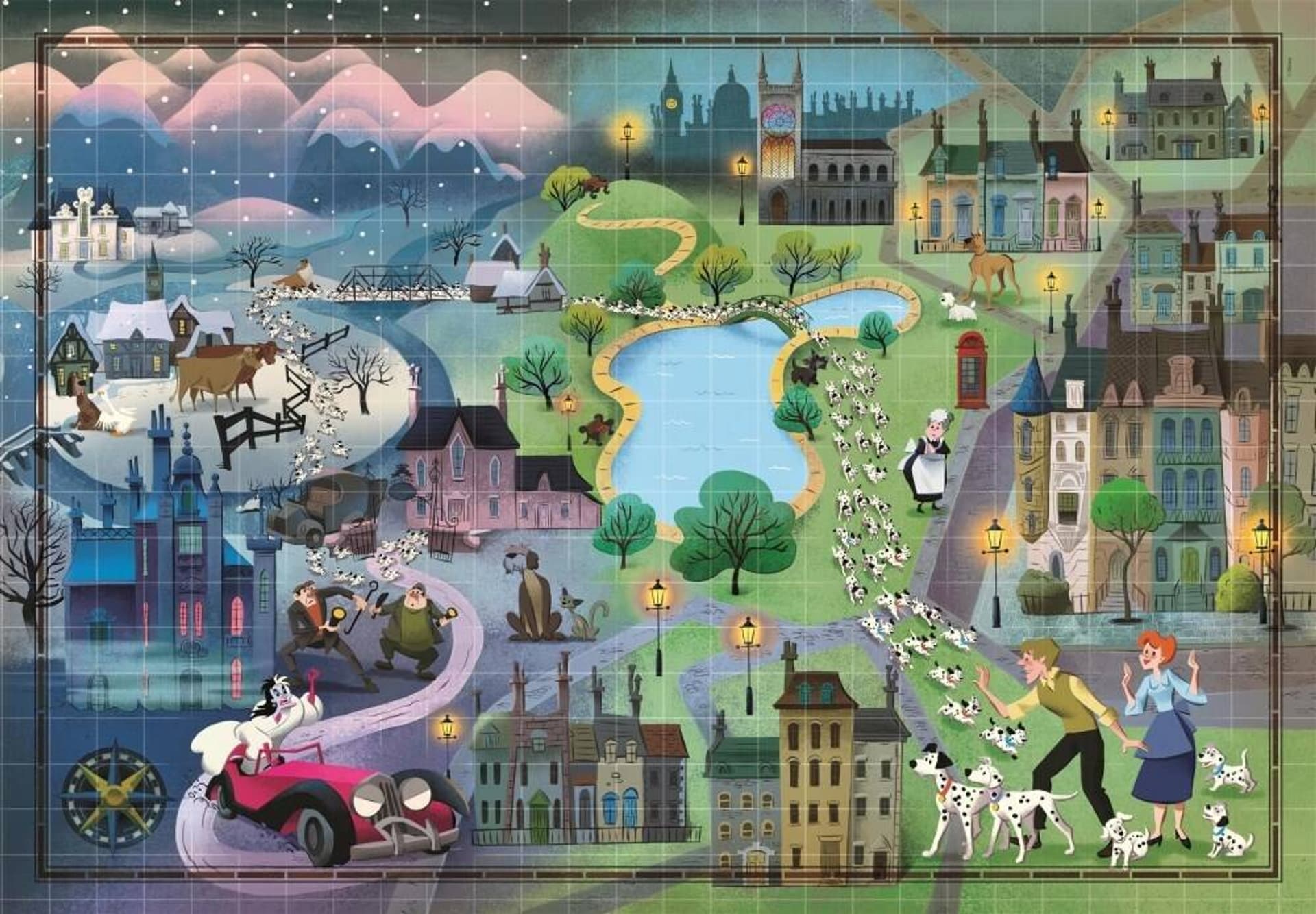 

Puzzle 1000 elementów Maps 101 Dalmatyńczyków CLEMENTONI 39665