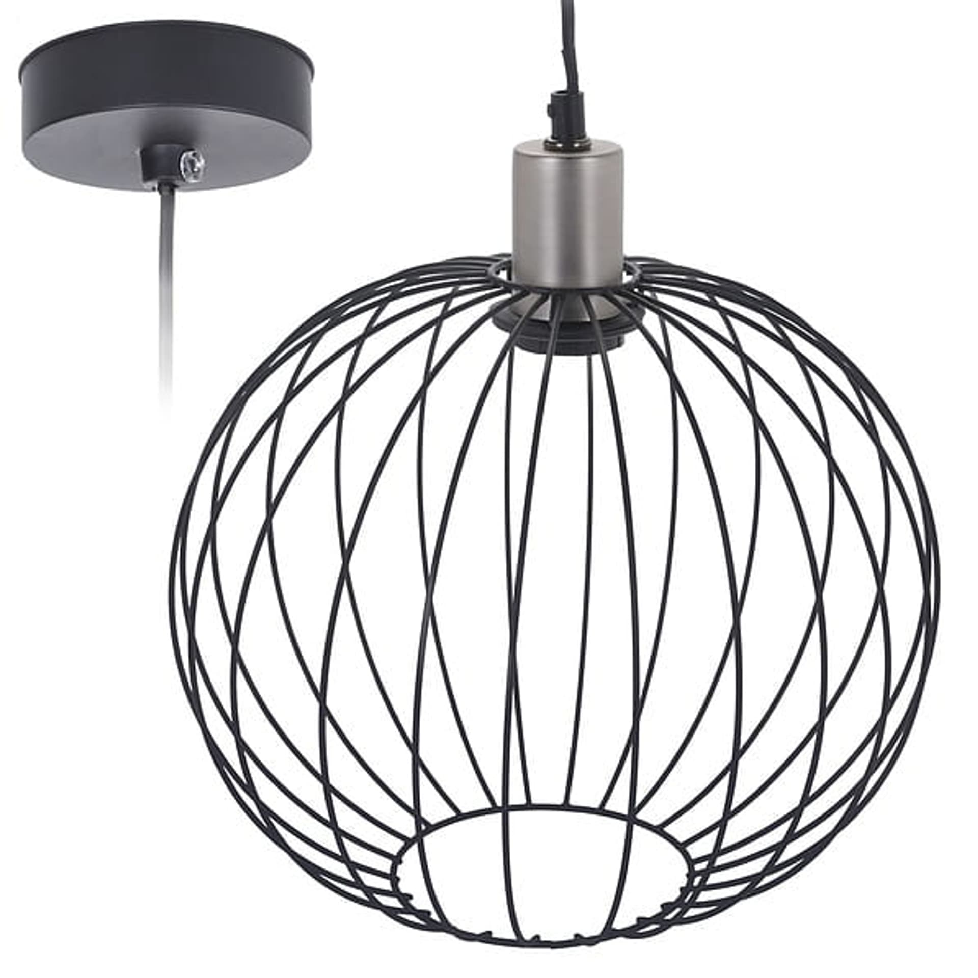 

Lampa sufitowa druciana żyrandol lampa wisząca czarna metal 30x24cm