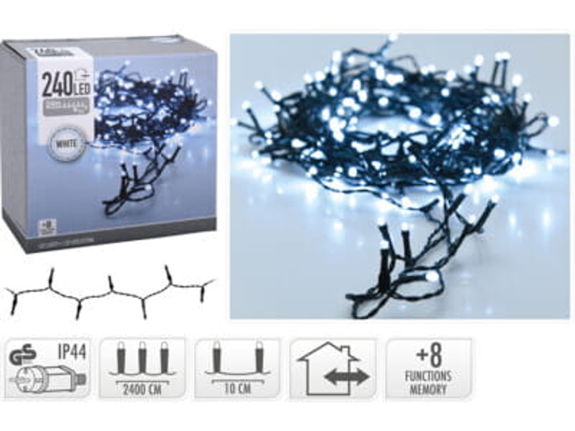 

Lampki choinkowe 240 LED zimne białe wewnętrzne i zewnętrzne lampki dekoracyjne