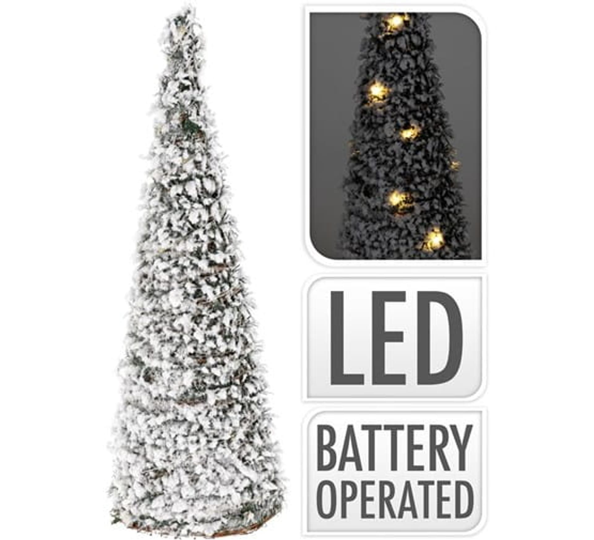 

Choinka bożonarodzeniowa rattanowa 20 LED piramida dekoracyjna 40 cm zielony ze sztucznym śniegiem na baterie IP20