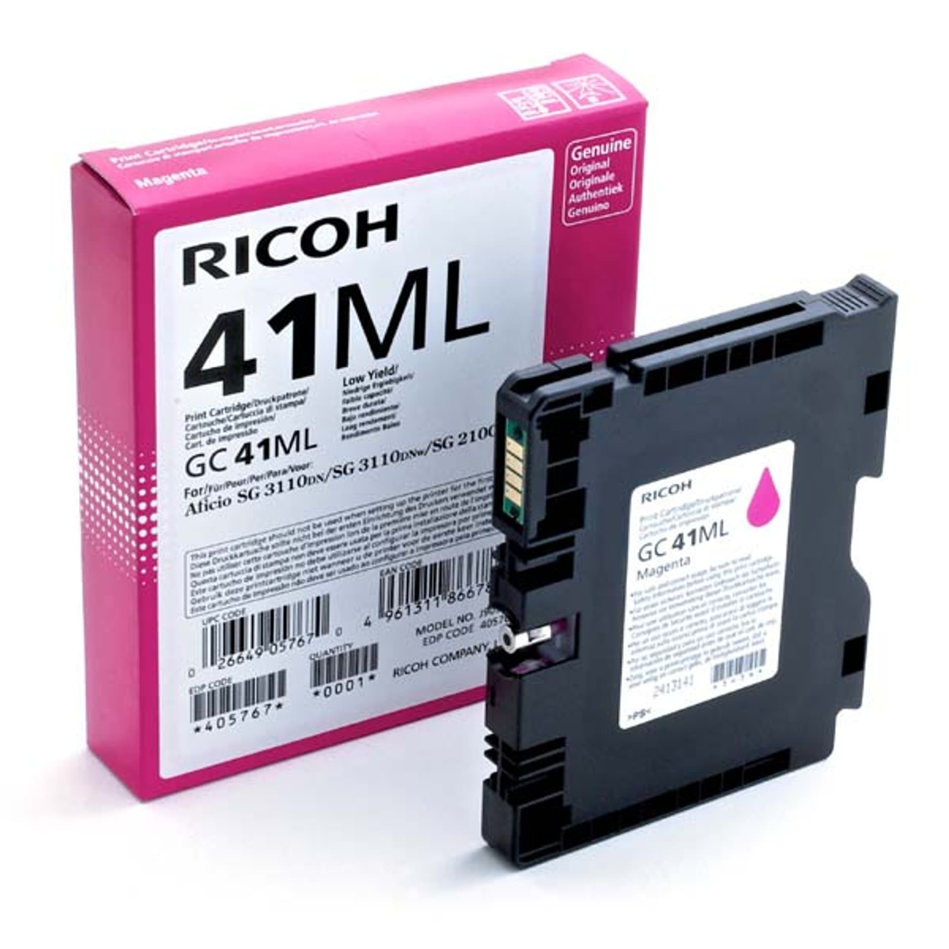 

Ricoh oryginalny wkład żelowy 405767, magenta, 600s, GC41M, Ricoh AFICIO SG 3100, SG 3110
