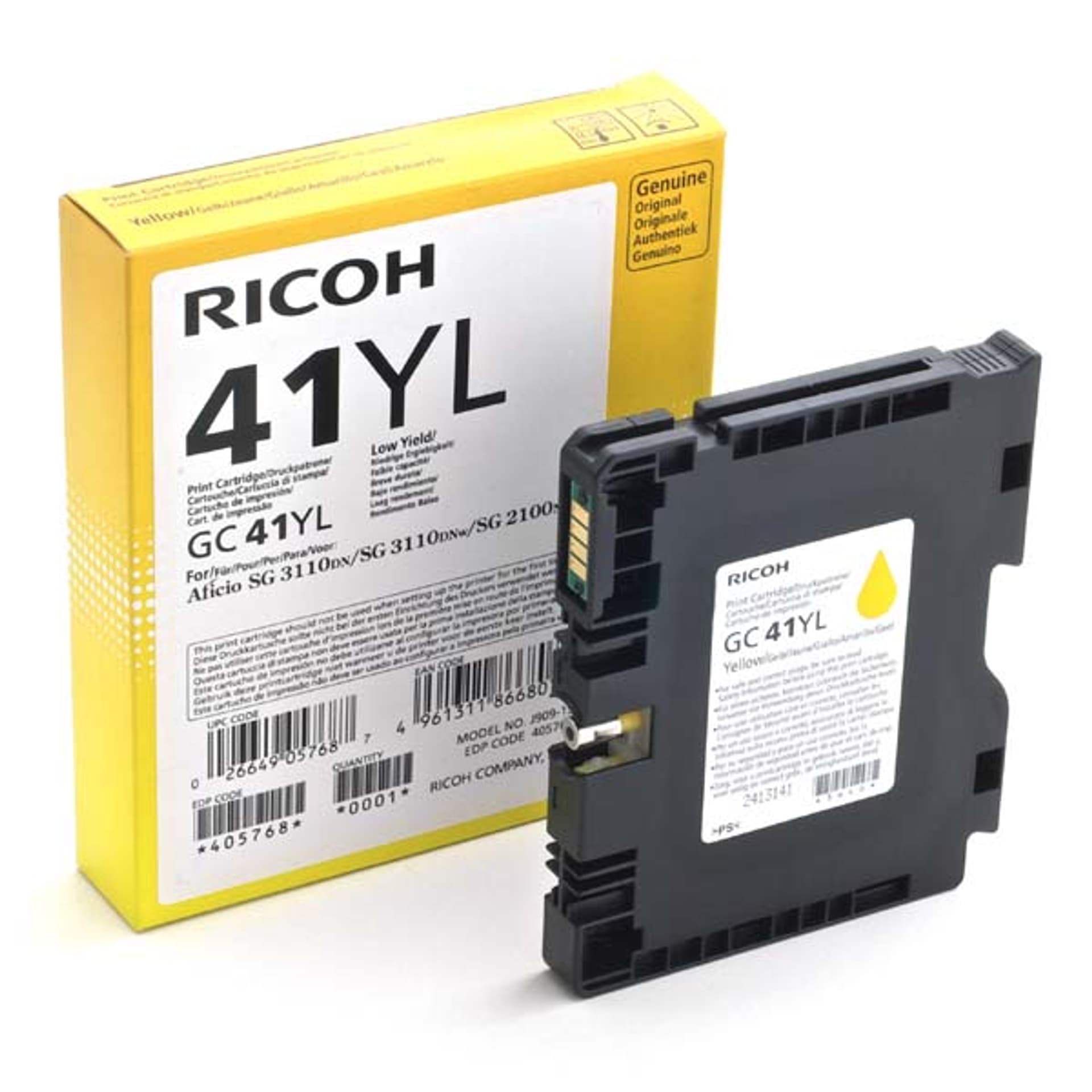 

Ricoh oryginalny wkład żelowy 405768, yellow, 600s, GC41Y, Ricoh AFICIO SG 3100, SG 3110