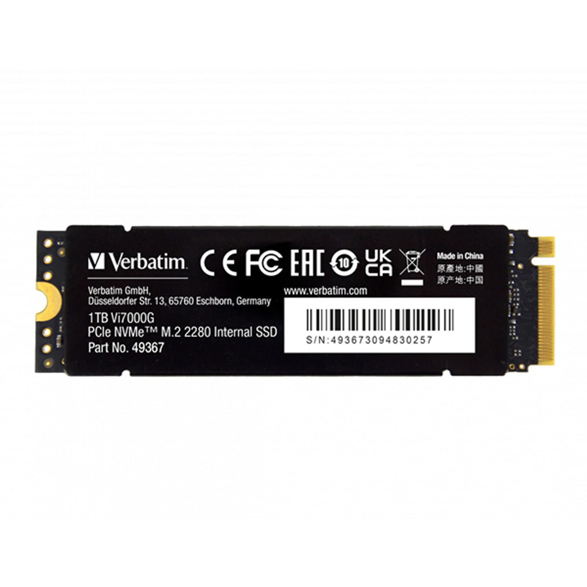 

Dysk SSD wewnętrzny Verbatim wewnętrzny NVMe, 1000GB, Vi7000G M.2, 49367, 7400 MB/s-R, 5500 MB/s-W