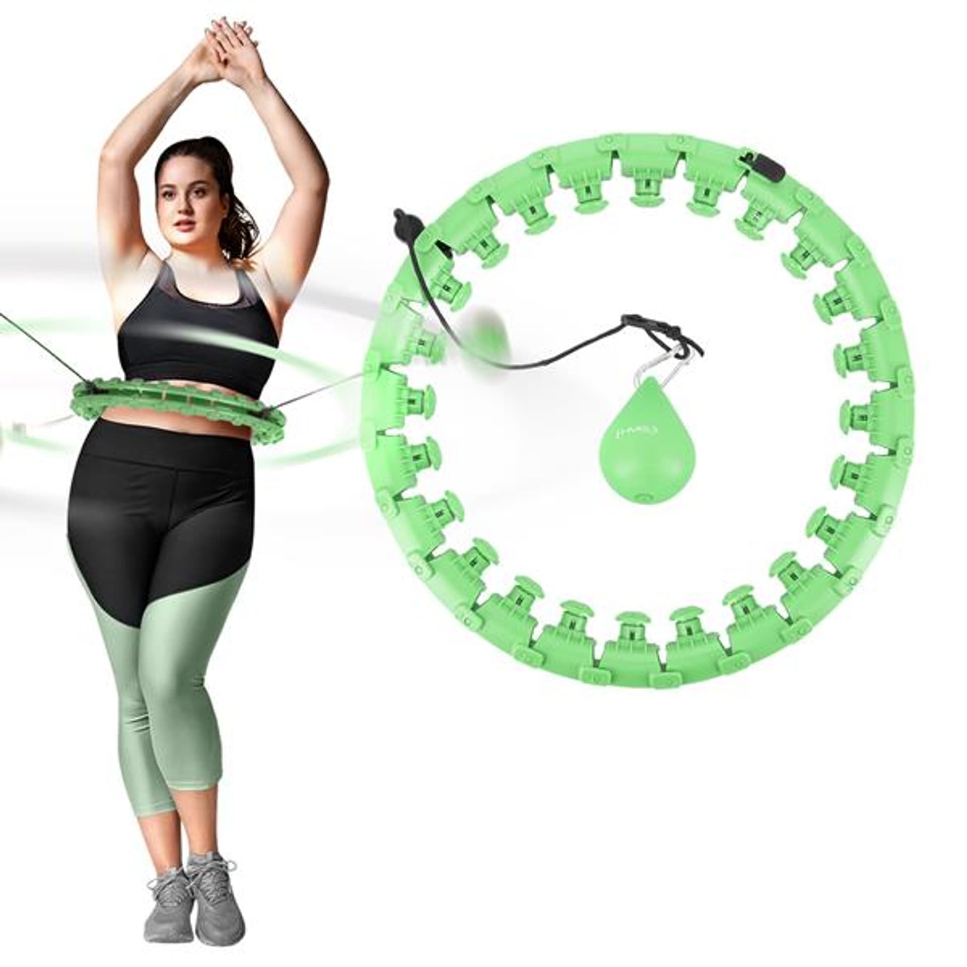 

ZESTAW HULA HOP PLUS SIZE HHW12 GREEN Z WYPUSTKAMI I OBCIĄŻNIKIEM HMS + PAS BR163 BLACK