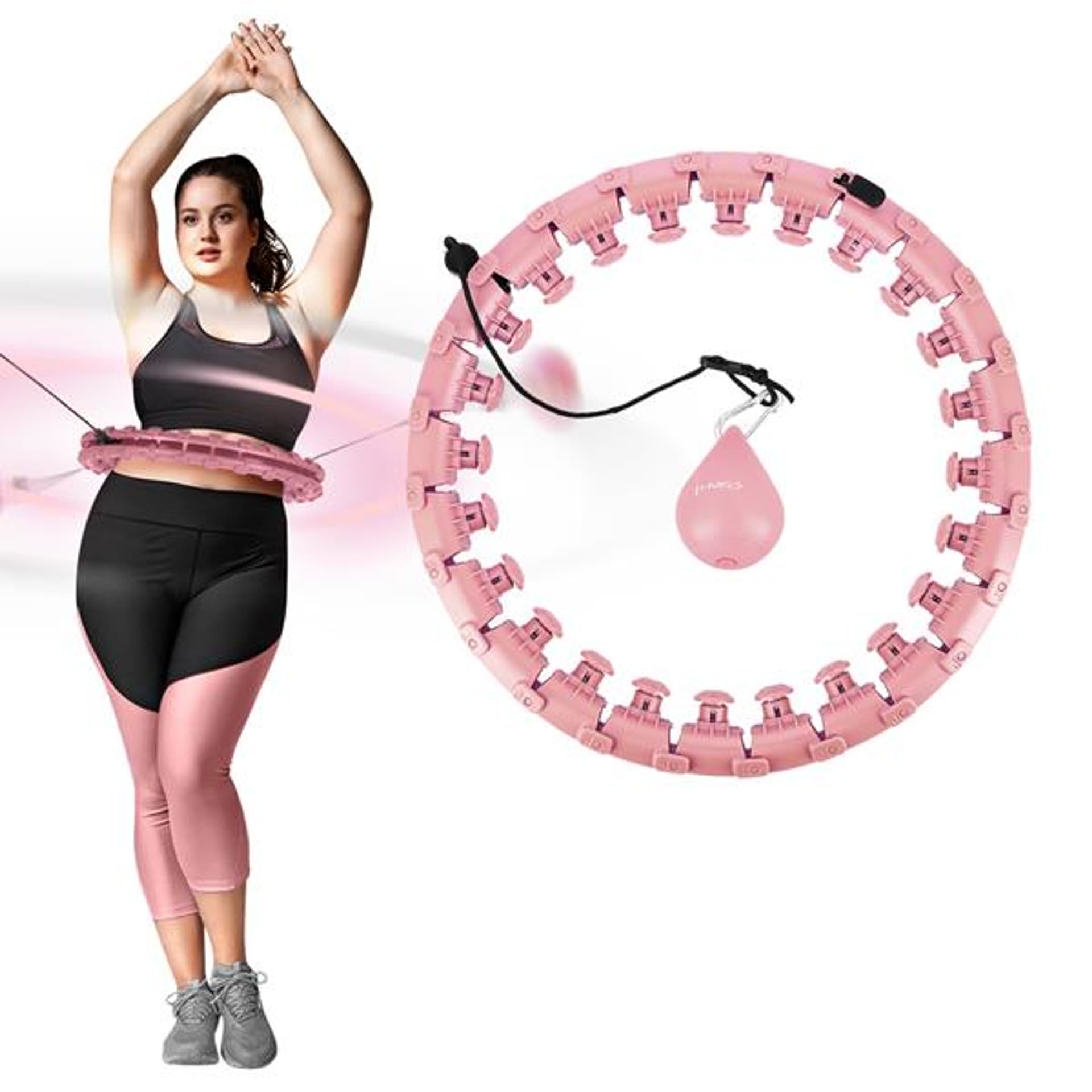 

ZESTAW HULA HOP PLUS SIZE HHW12 PINK Z WYPUSTKAMI I OBCIĄŻNIKIEM HMS + PAS BR163 RED