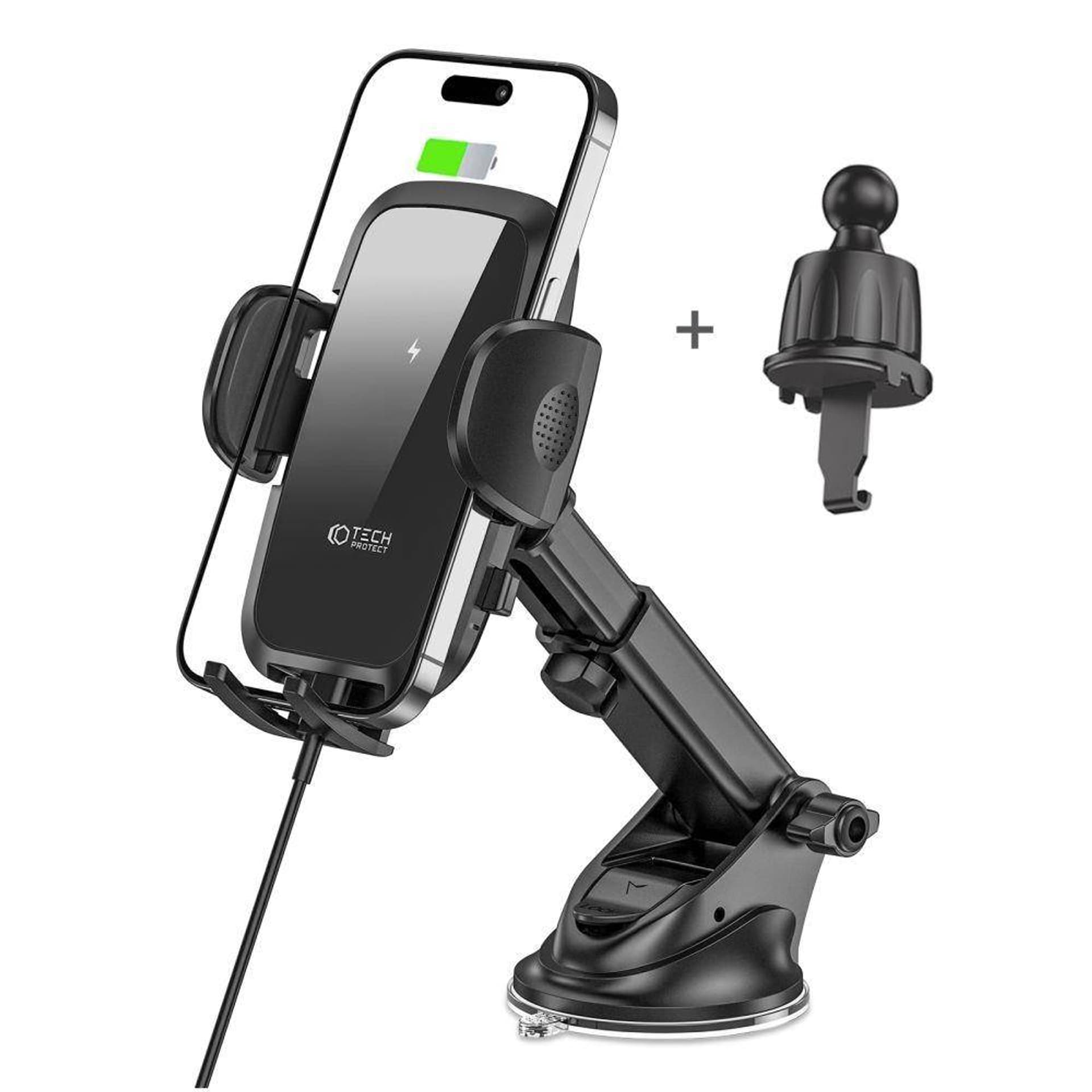 

Uchwyt Samochodowy z Ładowaniem Indukcyjnym 15W do Deski Rozdzielczej / Kratki Nawiewu Tech-Protect CM15W-V1 czarna