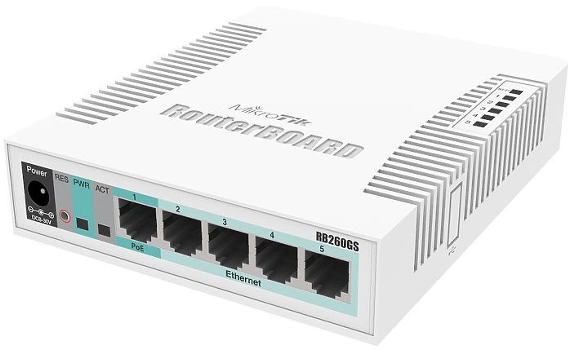 

MIKROTIK RB260GS CSS106-5G-1S ROUTERBOARD GIGABIT SMART SWITCH 5XGE, 1XSFP, SWOS, PLASTIC CASE