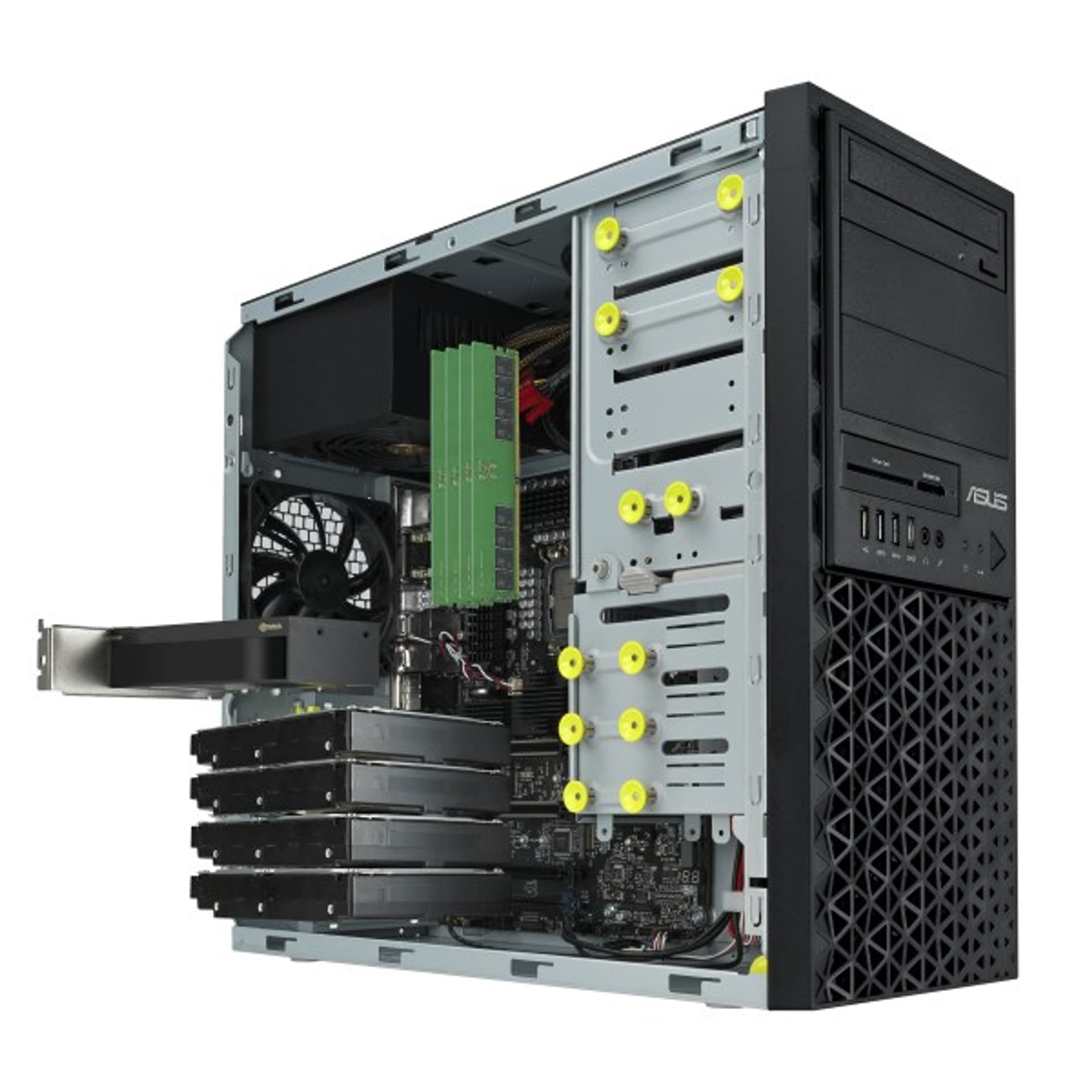 

ASUS WS E500 G9/550W Intel W680 90SF02F1-M001A0 4x DDR5-4800 MHz, ECC/non-ECC UDIMM 4x3 x 3.5”/1 x 2.5" SATA onboard 2.5GbE x2 PCIe x5 1 550W 80+ Gold