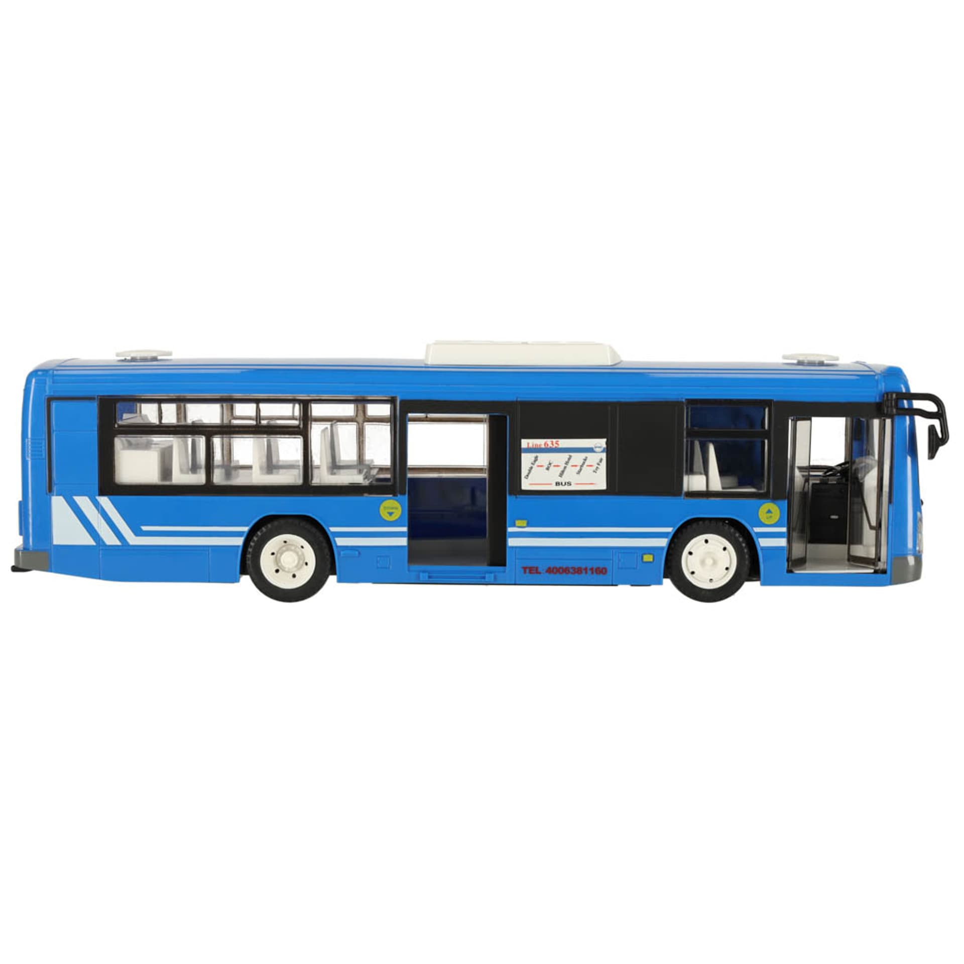 

Autobus zdalnie sterowany na pilota RC z otwieranymi drzwiami niebieski