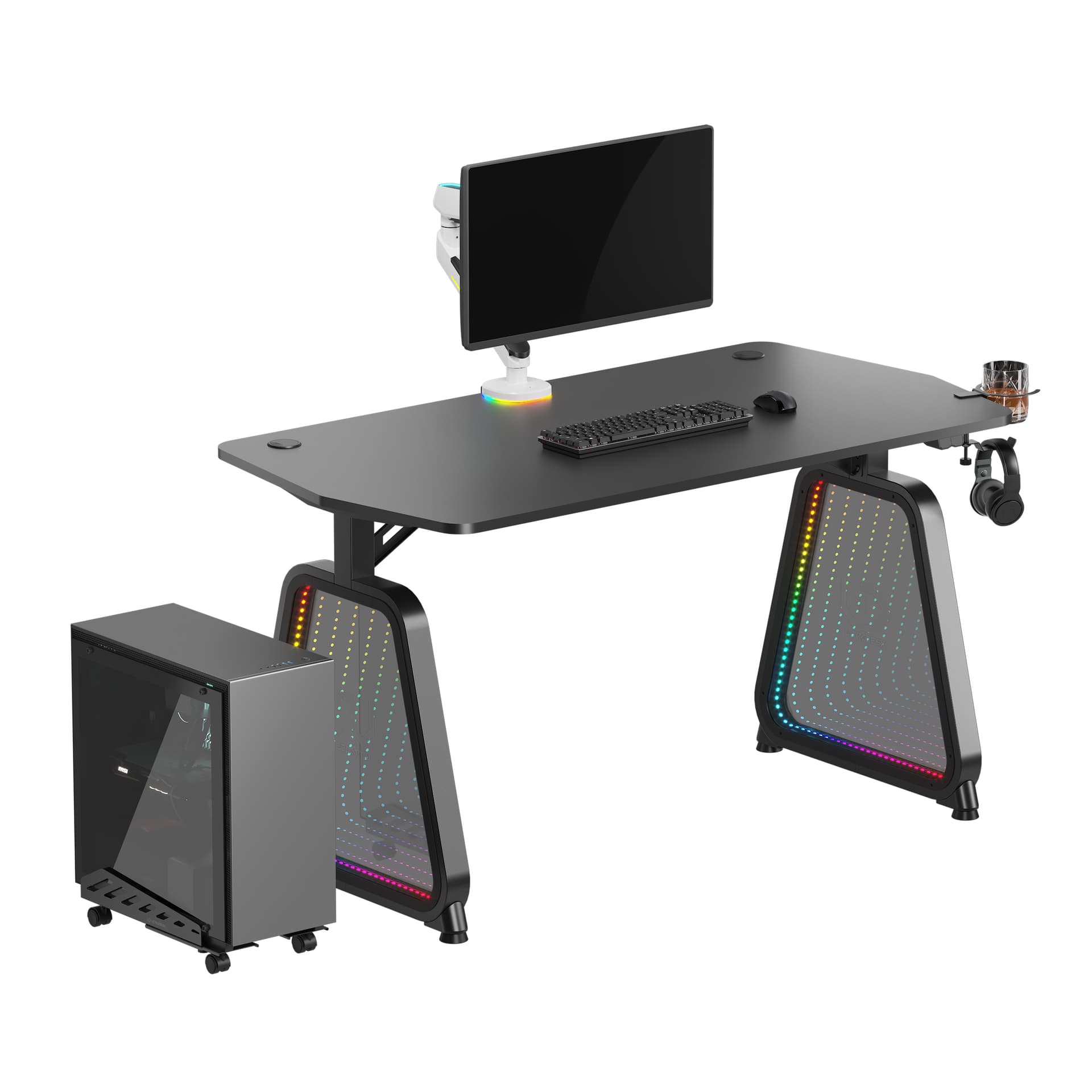 

ULTRADESK Biurko dla gracza BOOSTER, 136x70,5 cm, 75 cm, podświetlenie RGB, uchwyt na słuchawki i napój