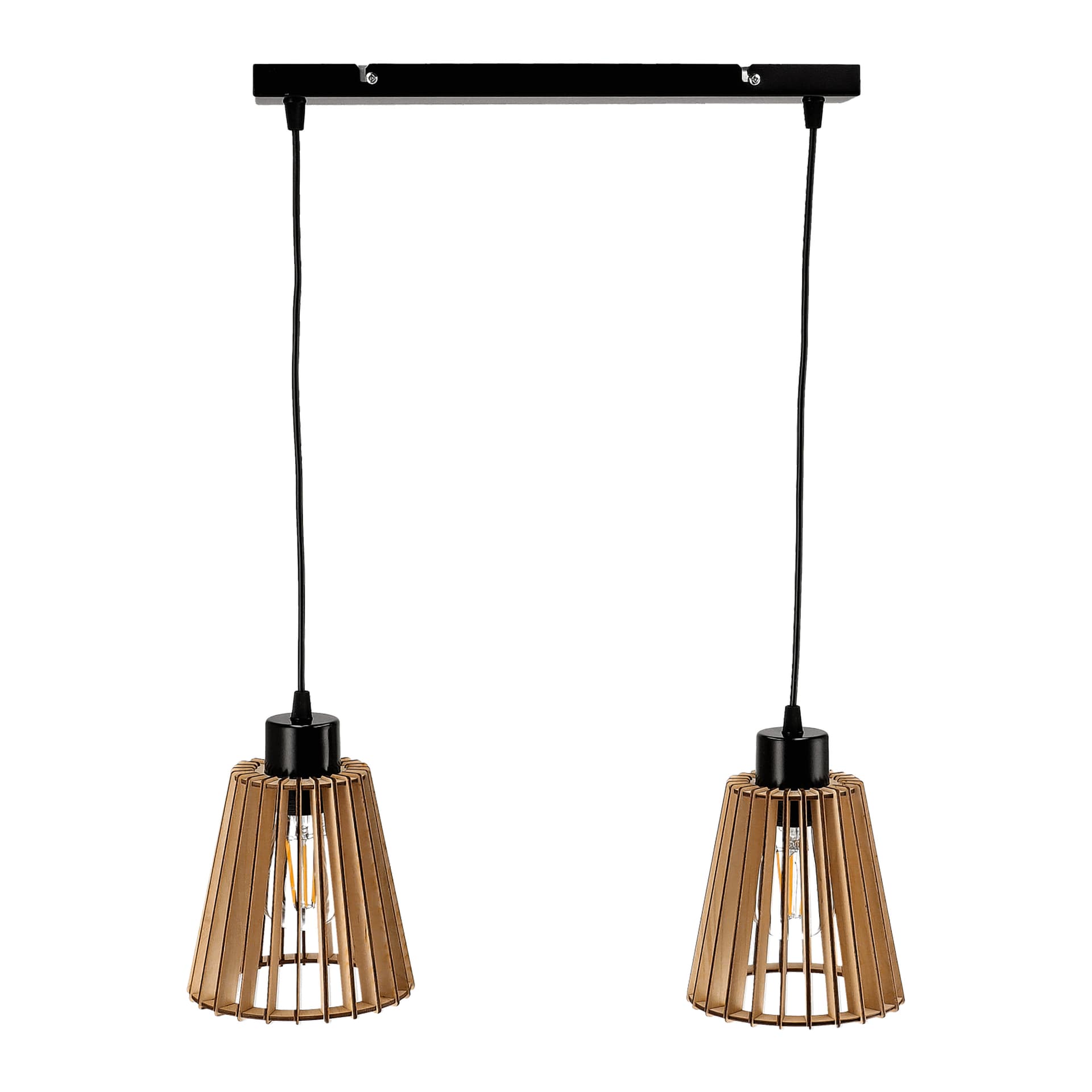 

DELOS 2P E27, lampa wisząca, max. 2x60W, czarna, drewno