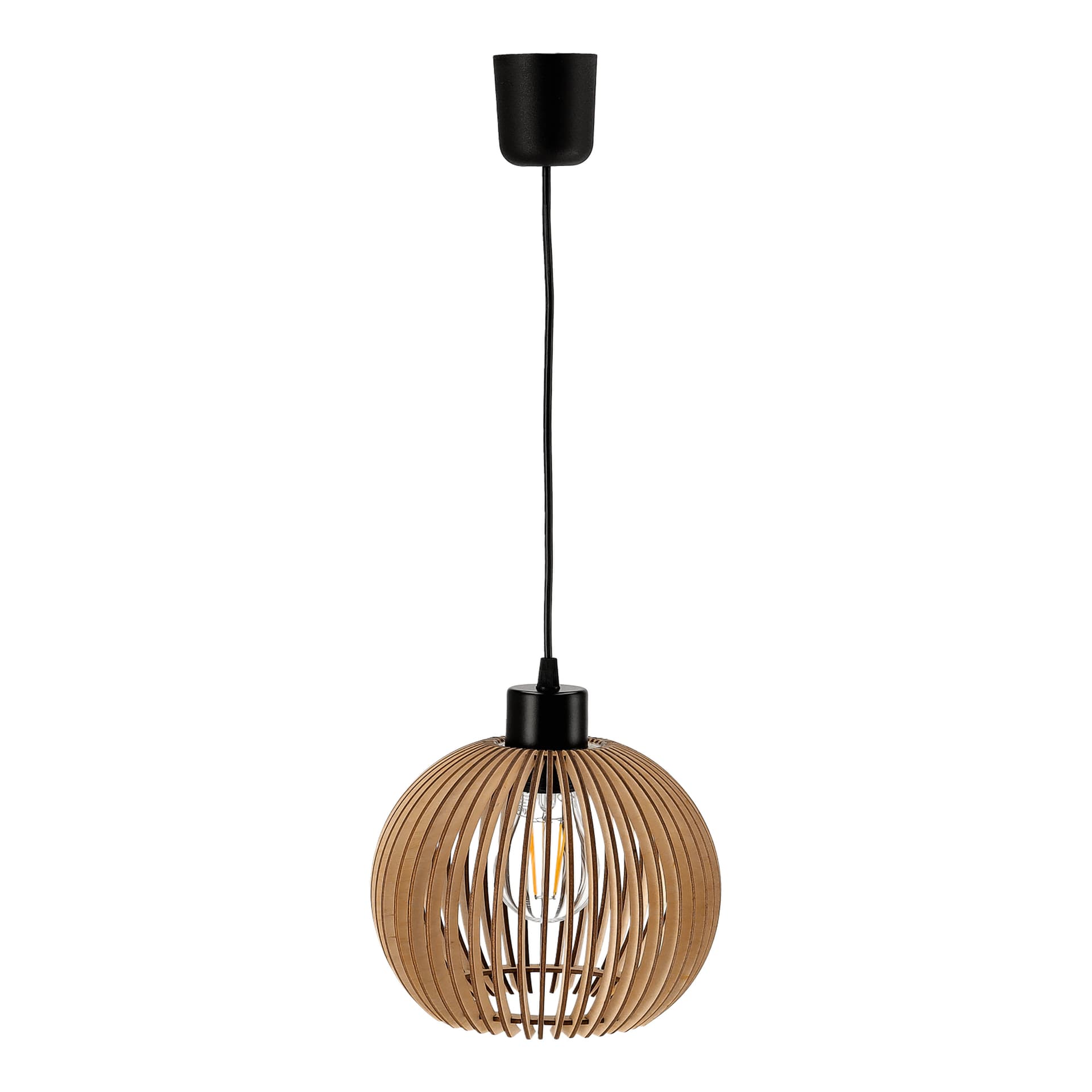 

ANAFI 1P E27, lampa wisząca, max. 60W, czarna, drewno