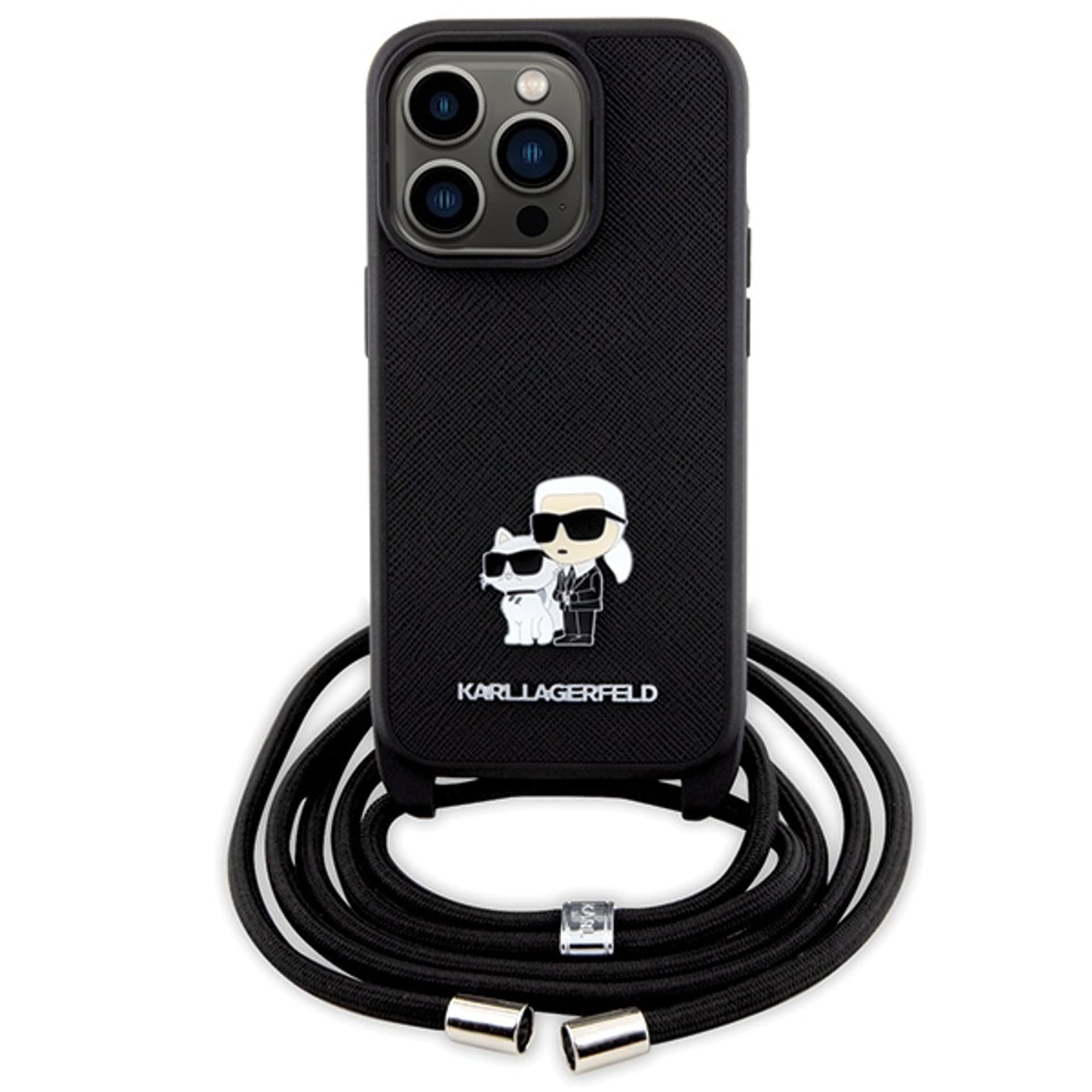 

Karl Lagerfeld KLHCP14LSAKCPSK iPhone 14 Pro 6.1" hardcase czarny/black Crossbody Saffiano Metal Pin Karl & Choupette