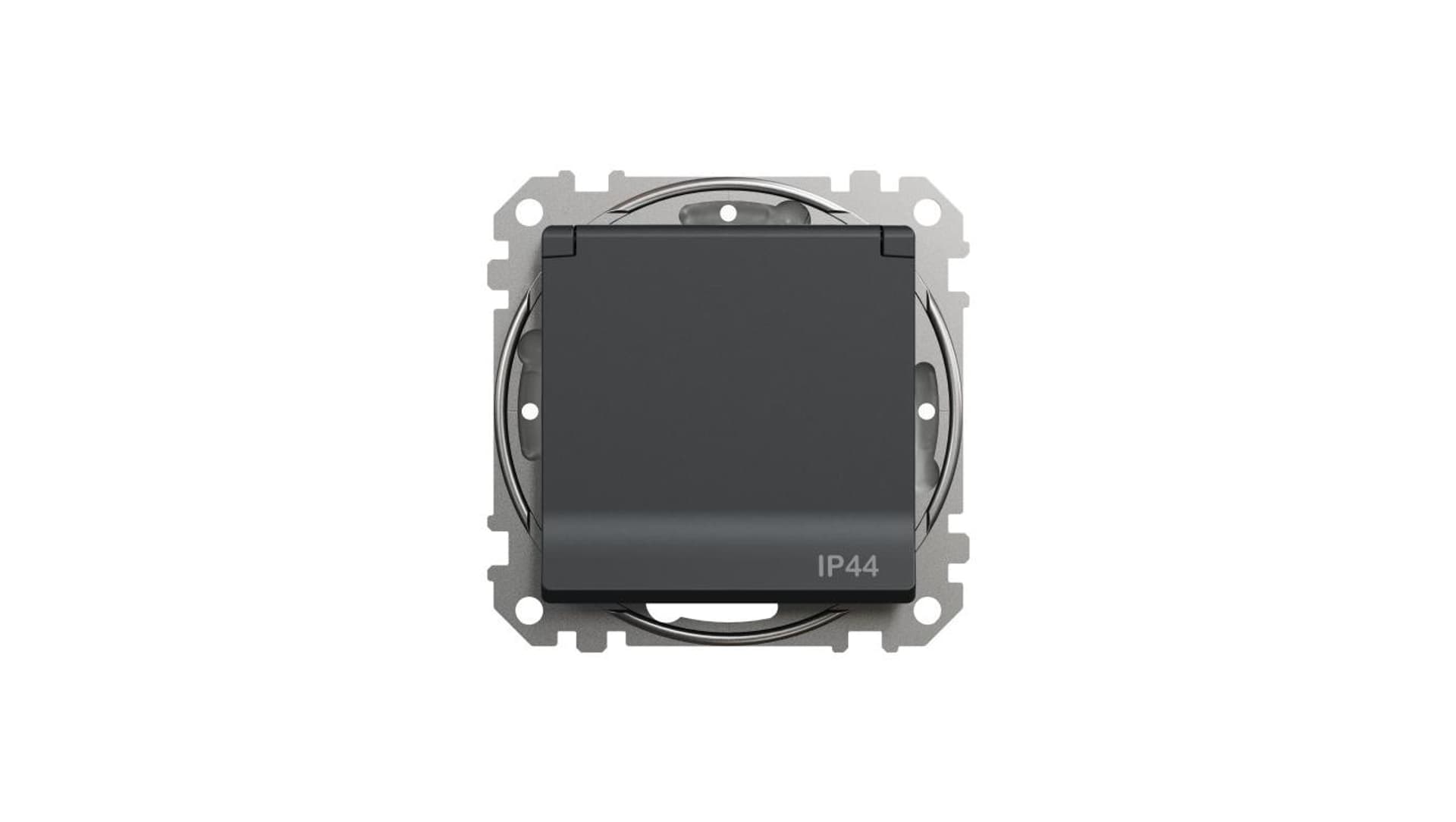 

Schneider Electric, Sedna Design i Elements, Gniazdo zasilające 2P+PE z przesłonami torów prąd. IP44, czarny antracyt, SDD214013