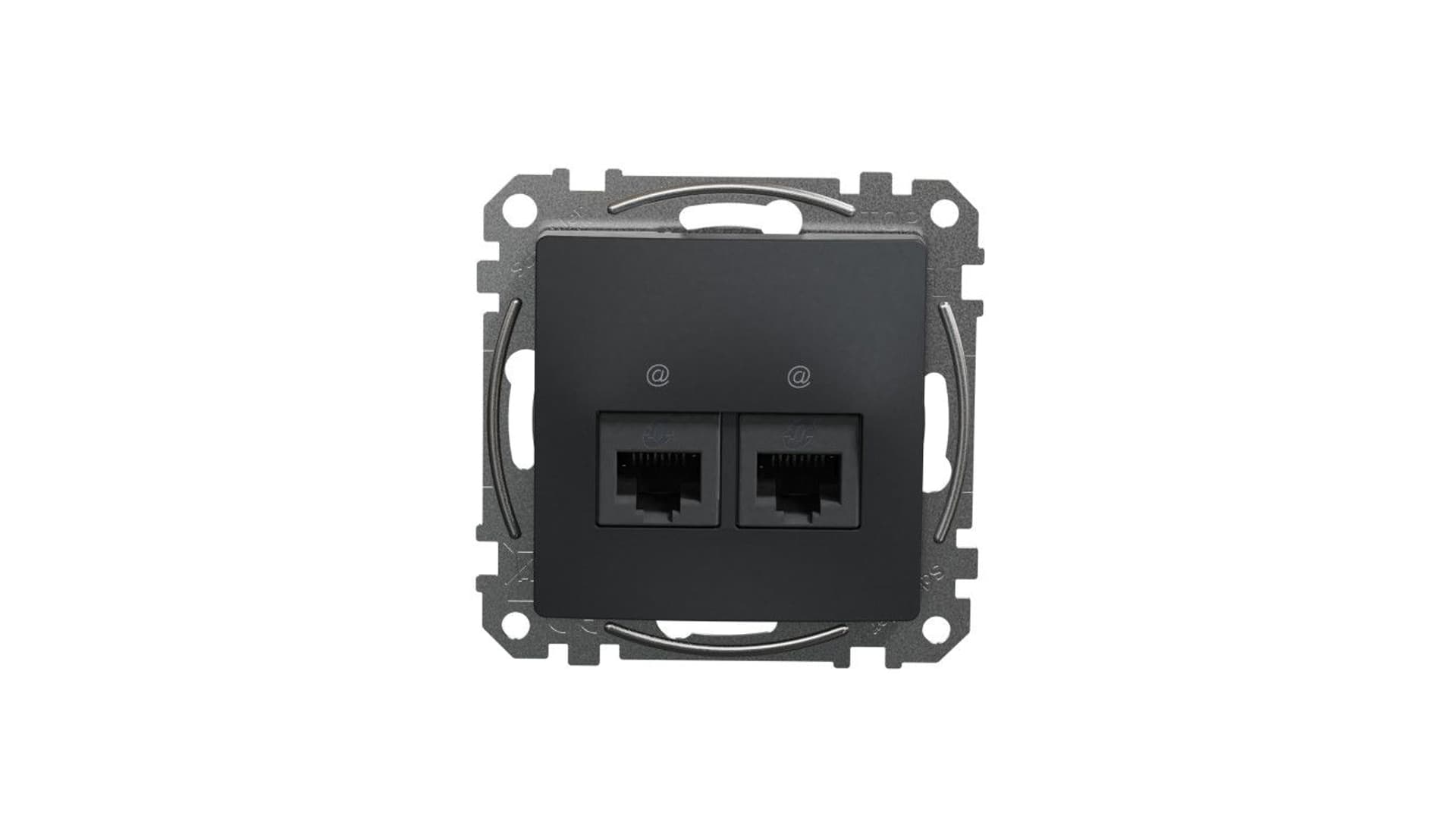 

Schneider Electric, Sedna Design i Elements, Gniazdo komputerowe podwójne RJ45 kat. 5e UTP, czarny antracyt, SDD114452