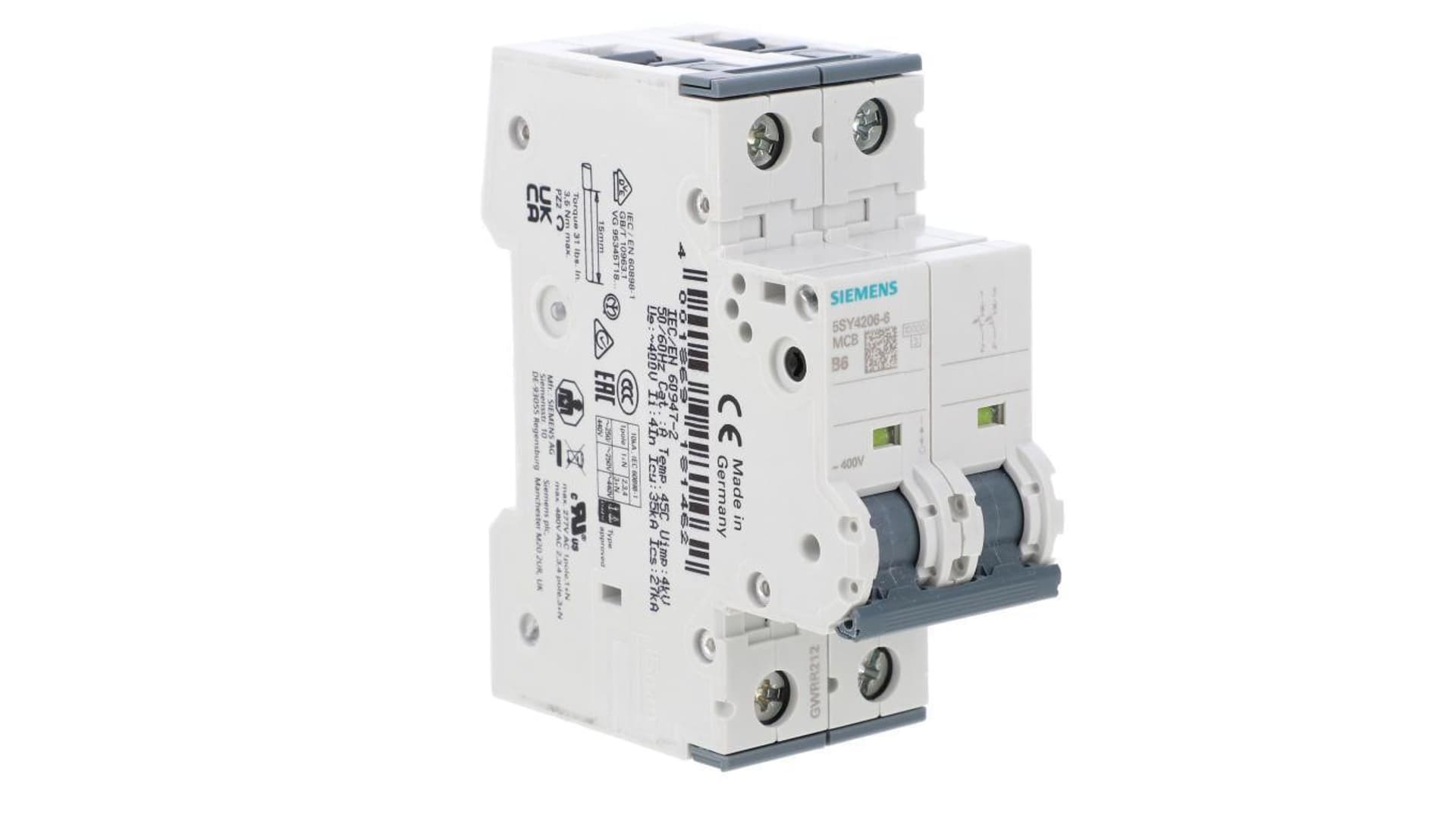

Wyłącznik nadprądowy 2P B 6A 10kA SENTRON 5SY4206-6