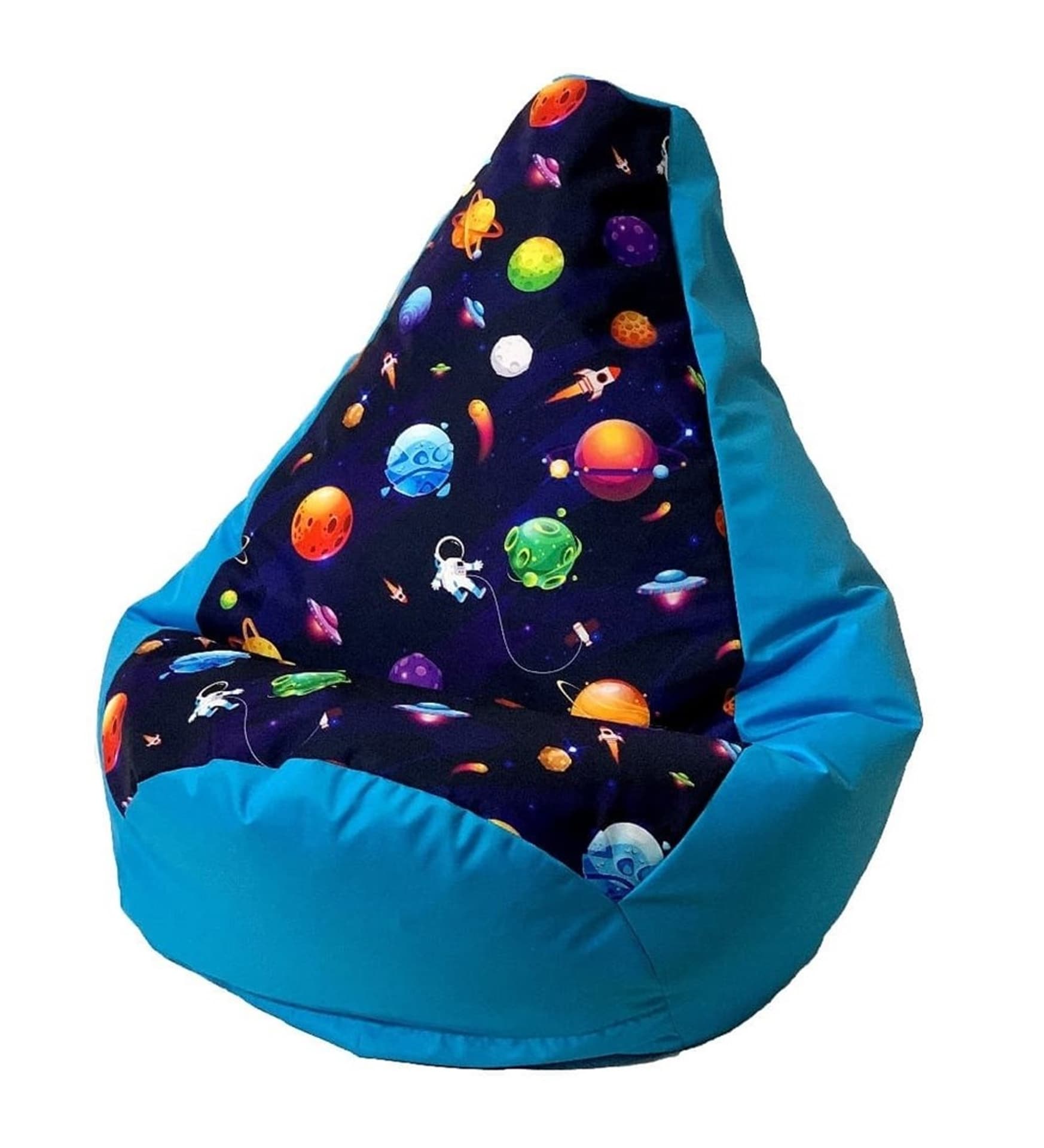 

Pufa worek sako GRUSZA DRUK niebieski-planety XXL 140x100