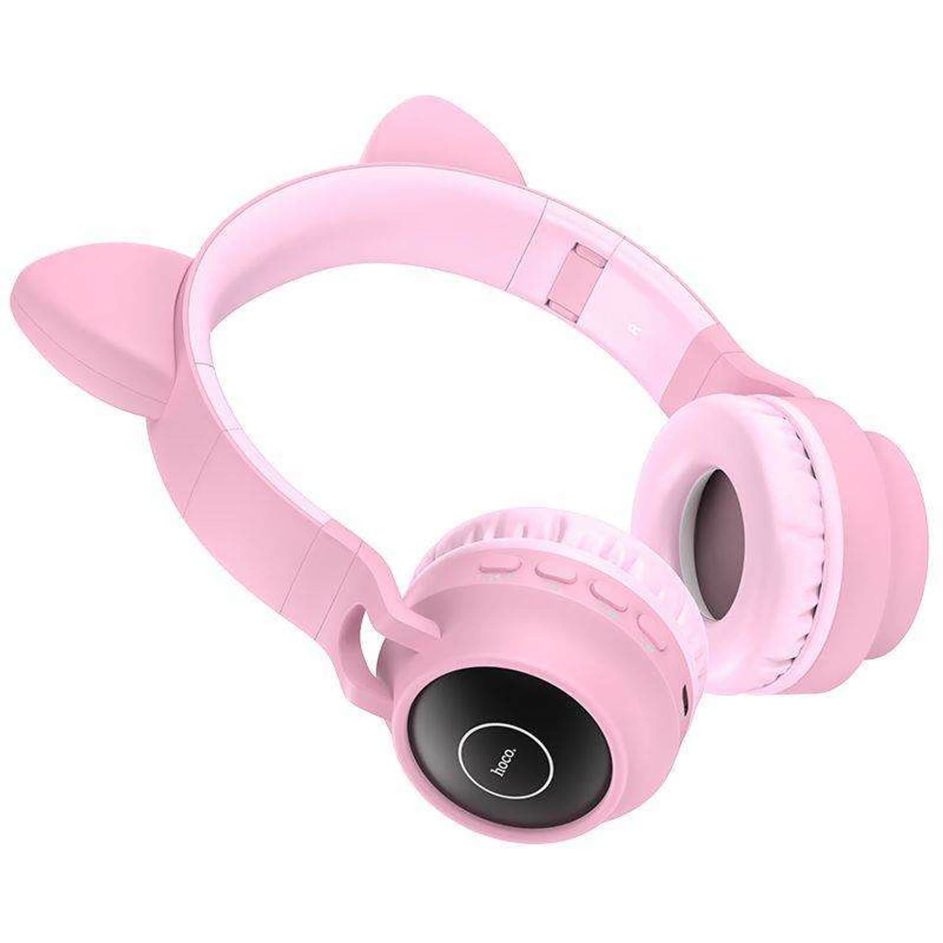 

Świecące słuchawki bezprzewodowe dla dzieci z mikrofonem HOCO W27 Cat Pink