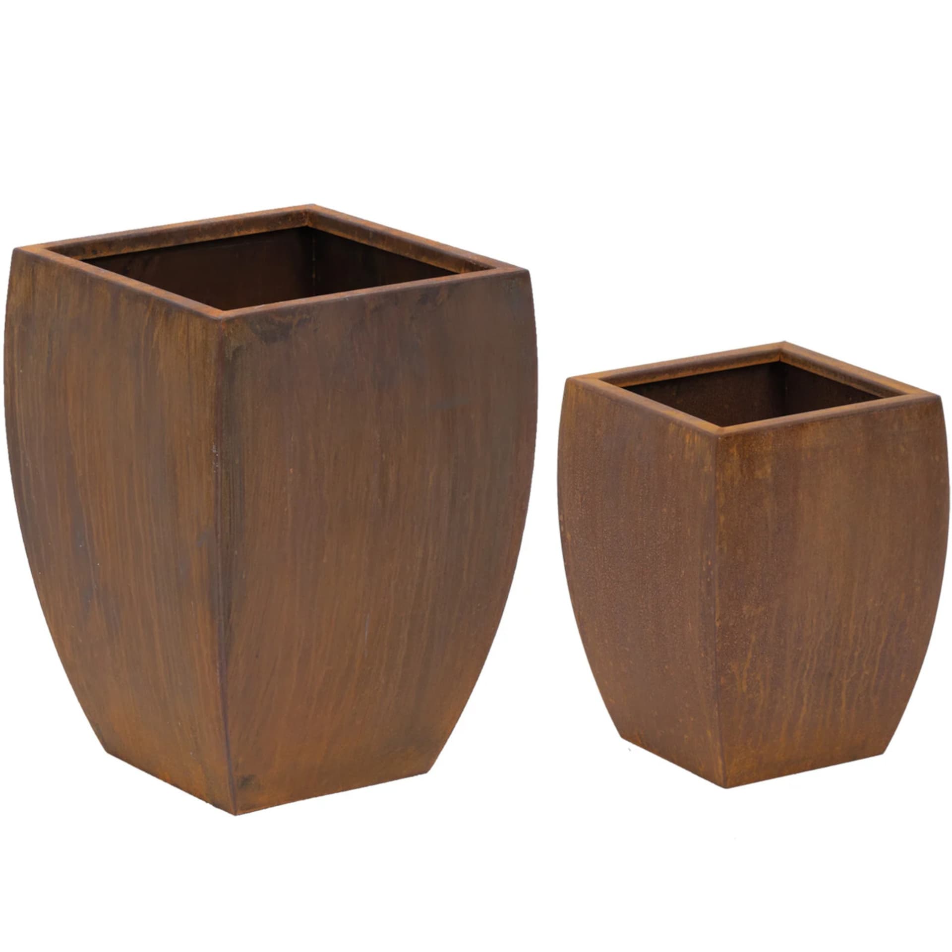 

Zestaw 2 donic zaokrąglonych 27x27 cm 32x32 cm - stal corten rdzawa