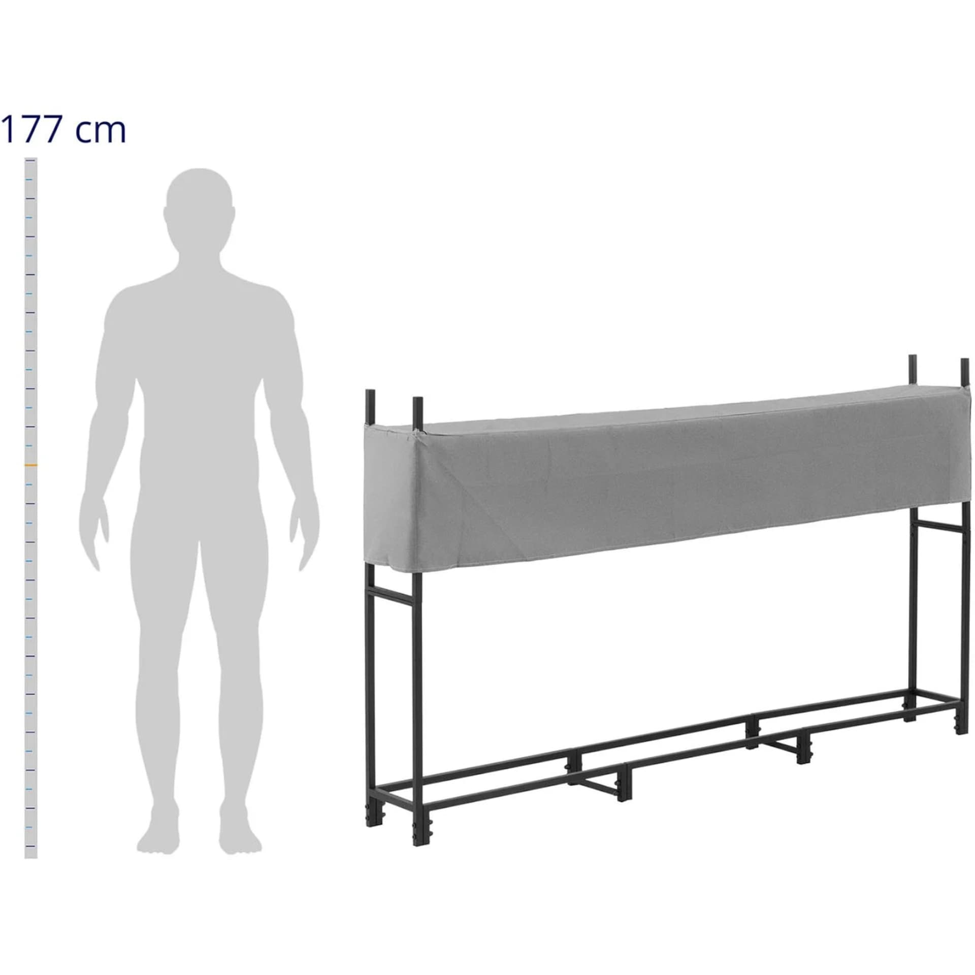 

Stojak na drewno opałowe metalowy zewnętrzny z osłoną do 100 kg 200 x 25 x 116 cm