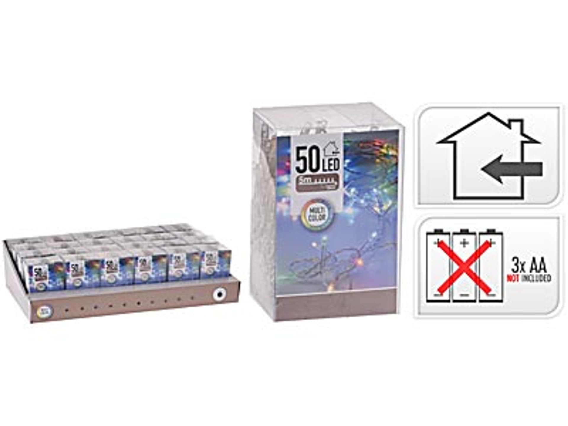 

ŁAŃCUCH LED 50L multicolor na baterie timer 3m 3x AA 1,5V